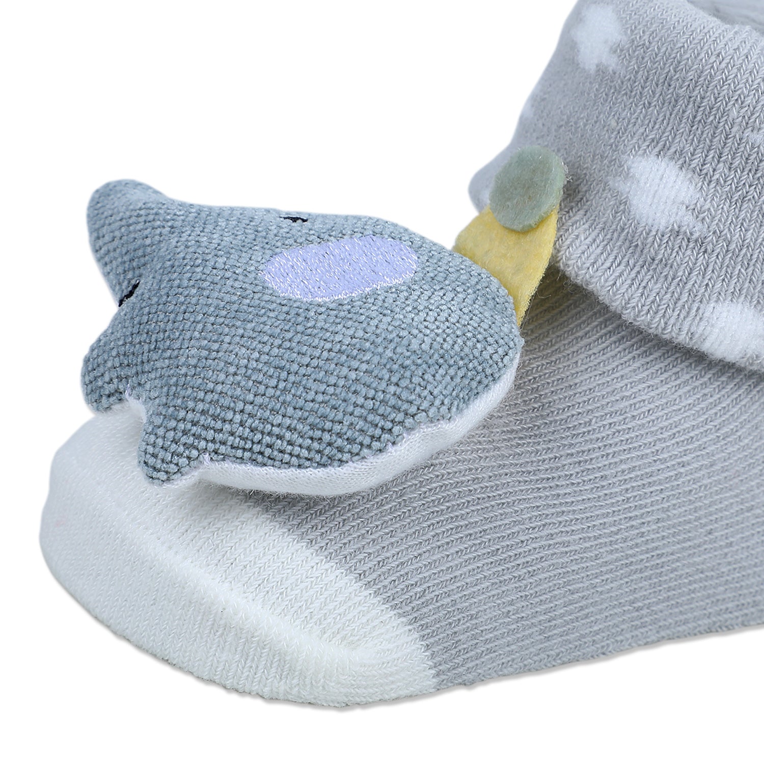 Baby Moo Elephant Explorer Cotton Anti-Skid 3D Socks - Grey - Baby Moo