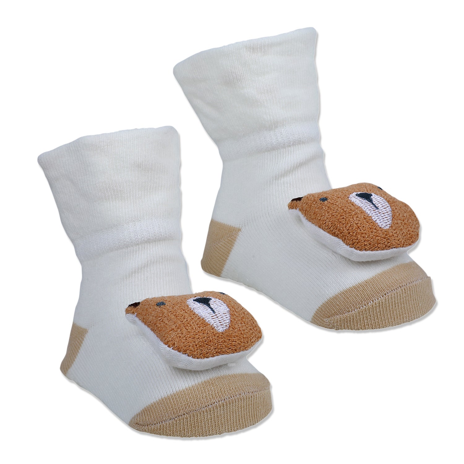 Baby Moo My Pet Cotton Anti-Skid 3D Socks - White - Baby Moo