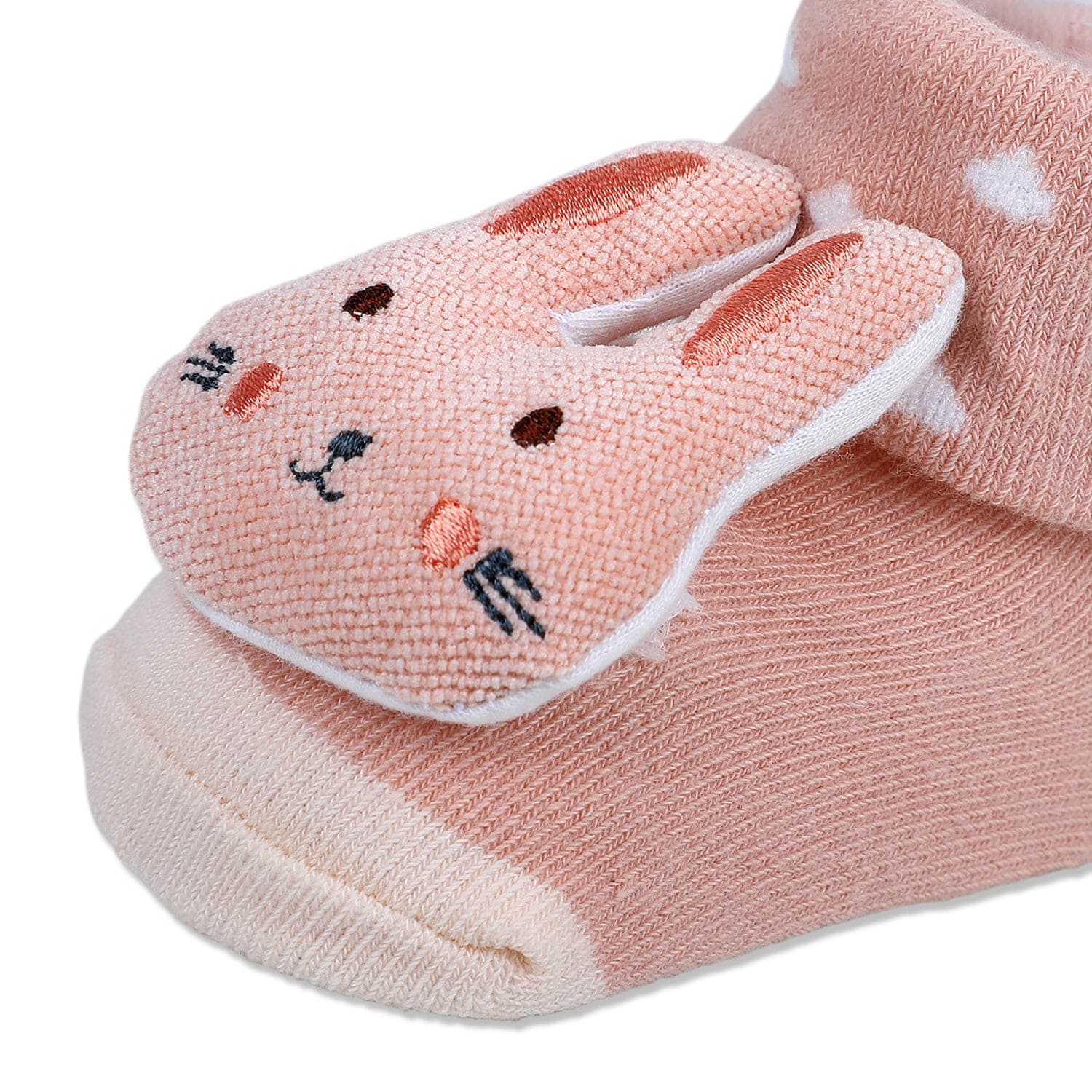 Baby Moo Cuddly Bunny Cotton Anti-Skid 3D Socks - Peach - Baby Moo