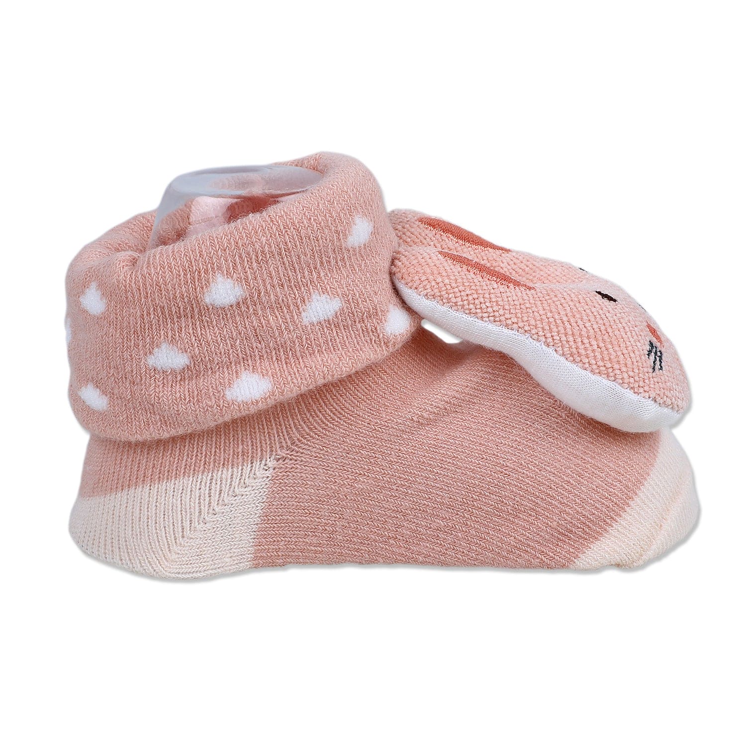 Baby Moo Cuddly Bunny Cotton Anti-Skid 3D Socks - Peach - Baby Moo