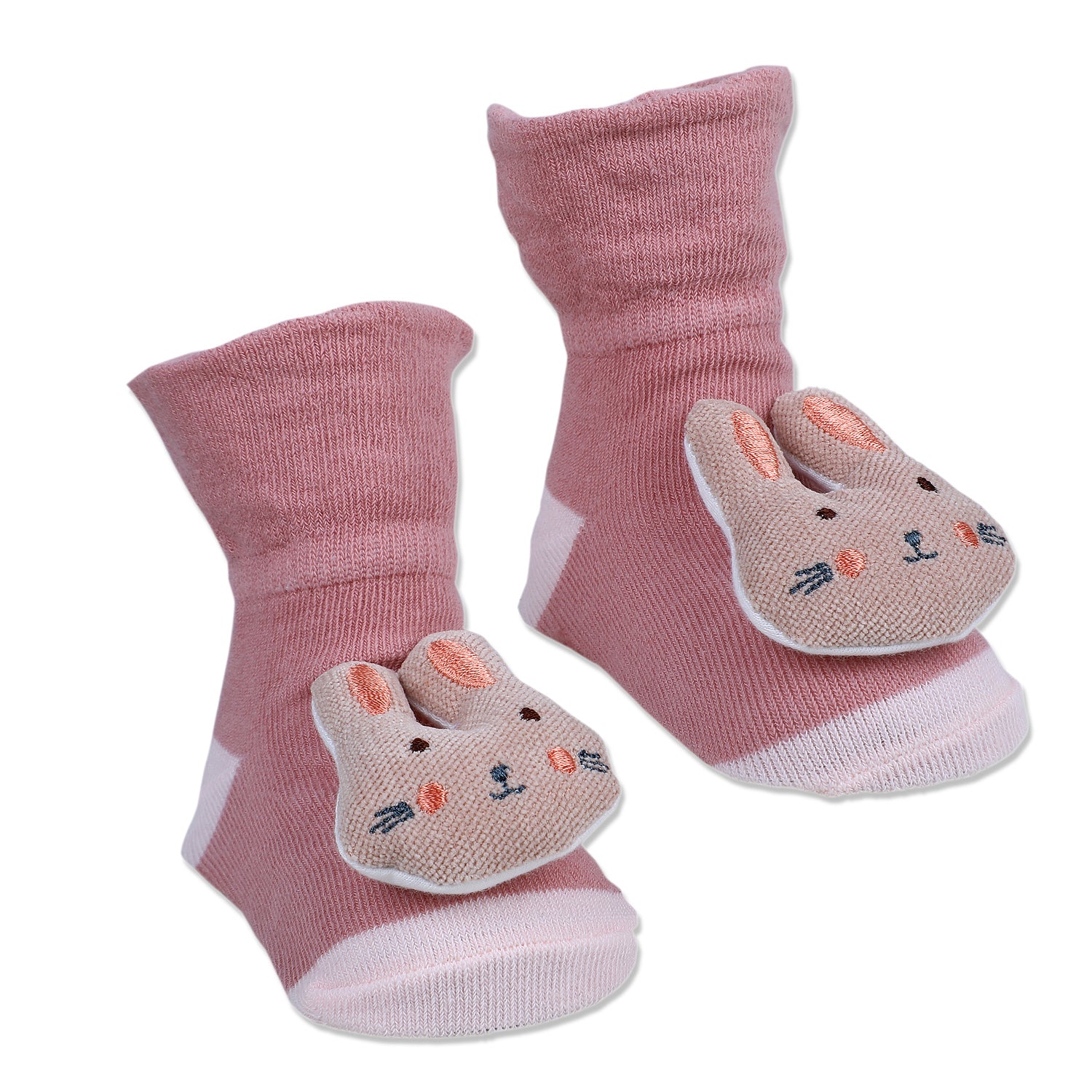 Baby Moo Cuddly Bunny Cotton Anti-Skid 3D Socks - Pink - Baby Moo