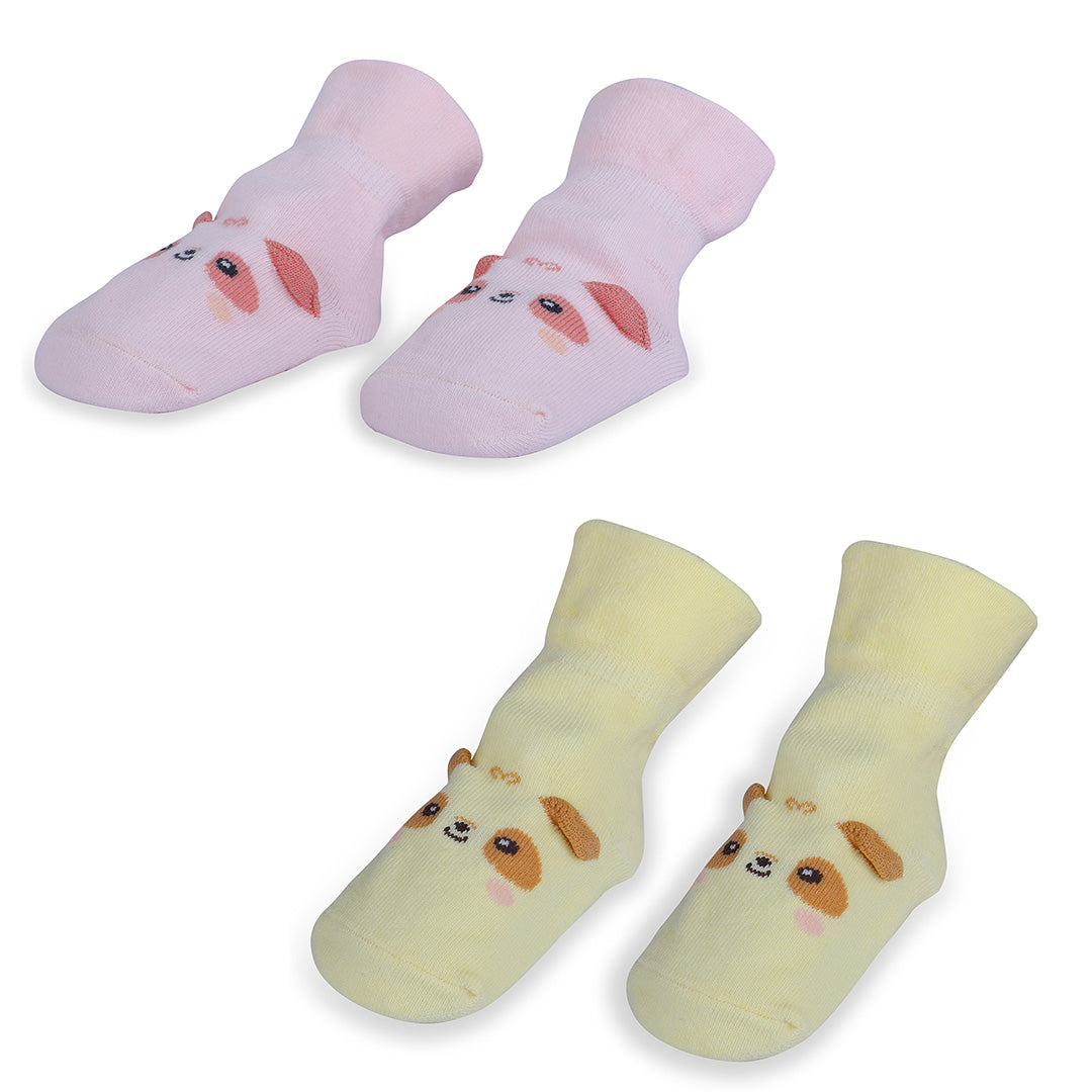 Baby Moo Little Puppy Anti-Skid 2 Pack Socks - Pink