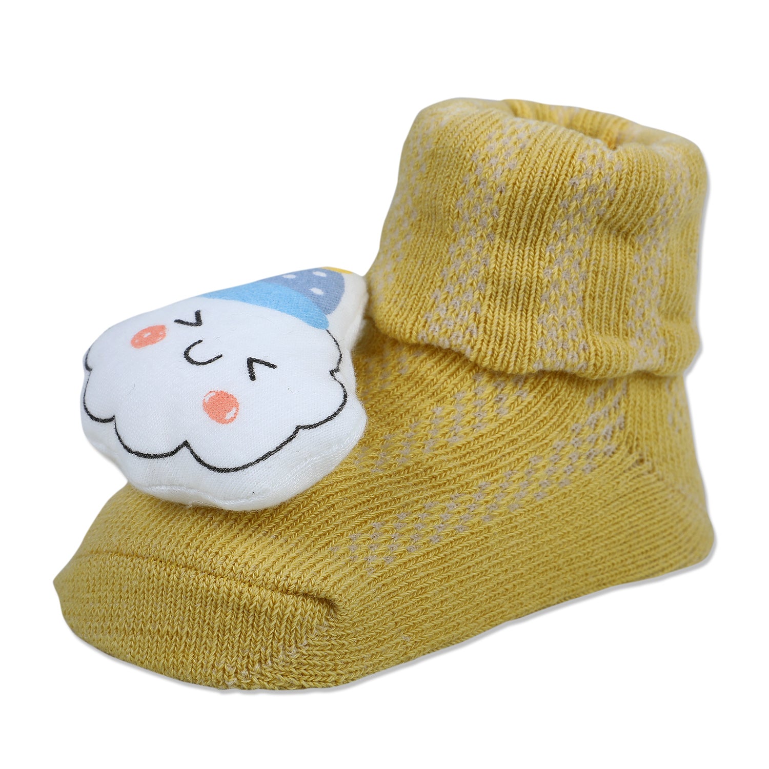 Baby Moo Happy Cloud Cotton Anti-Skid 3D Socks - Yellow - Baby Moo
