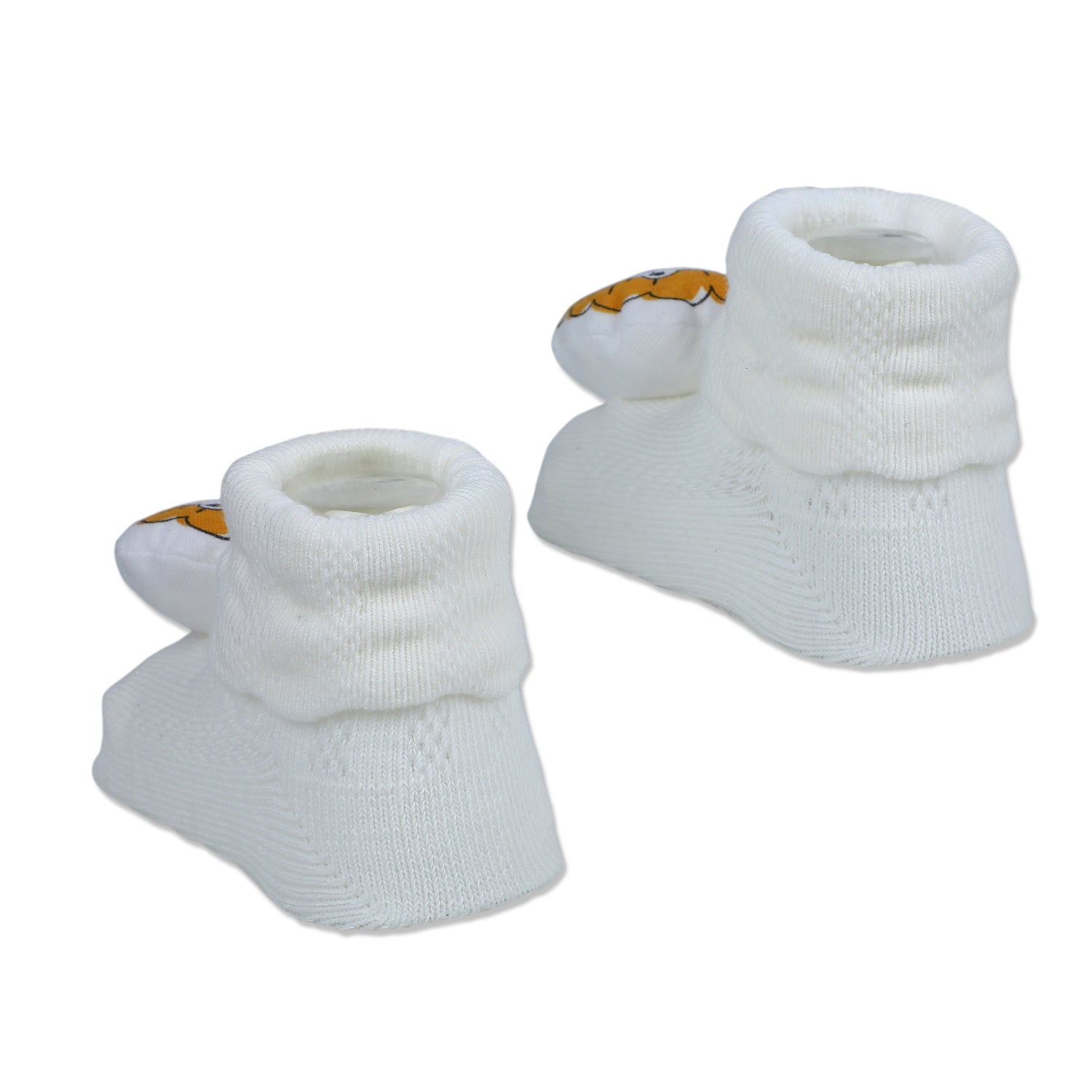 Baby Moo Sleepy Lion Cotton Anti-Skid 3D Socks - White - Baby Moo