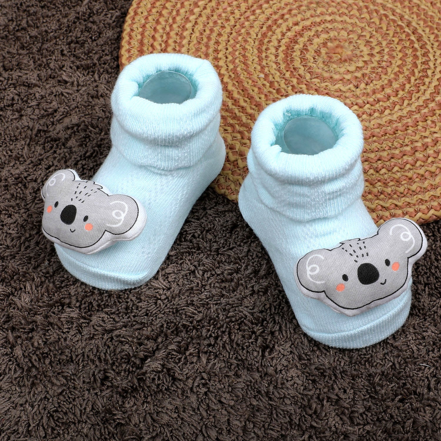 Baby Moo Cute Koala Cotton Anti-Skid 3D Socks - Blue - Baby Moo