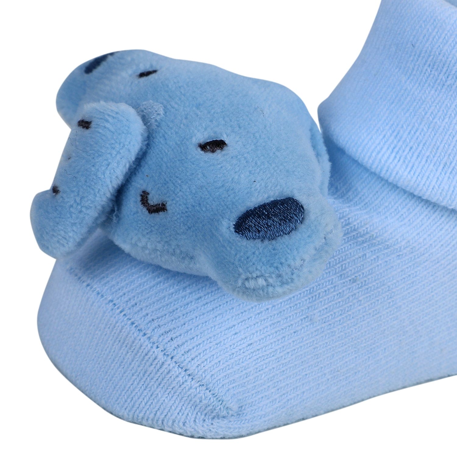 Baby Moo Elephant Rattle Cotton Anti-Skid 3D Socks - Blue - Baby Moo