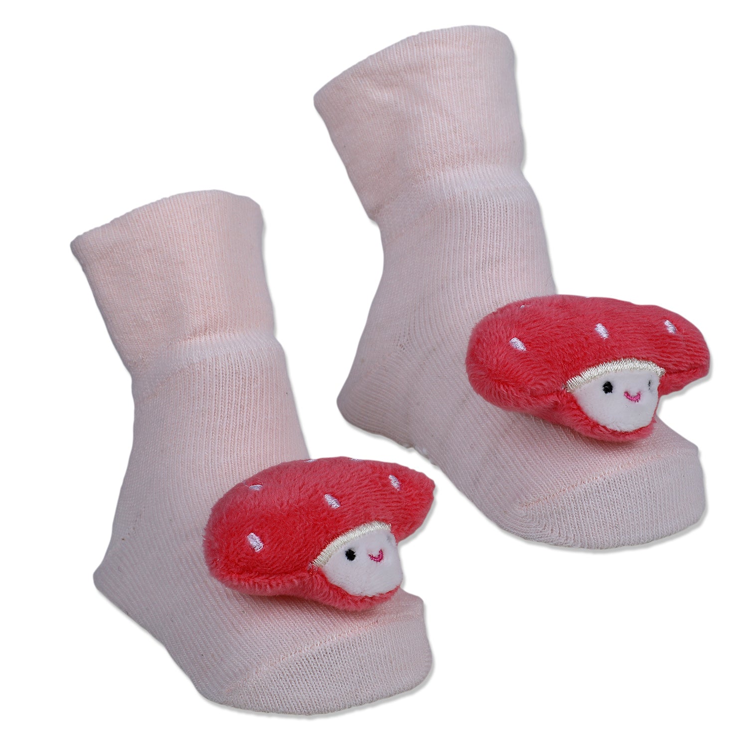 Baby Moo Mushroom Cotton Anti-Skid 3D Socks - Pink