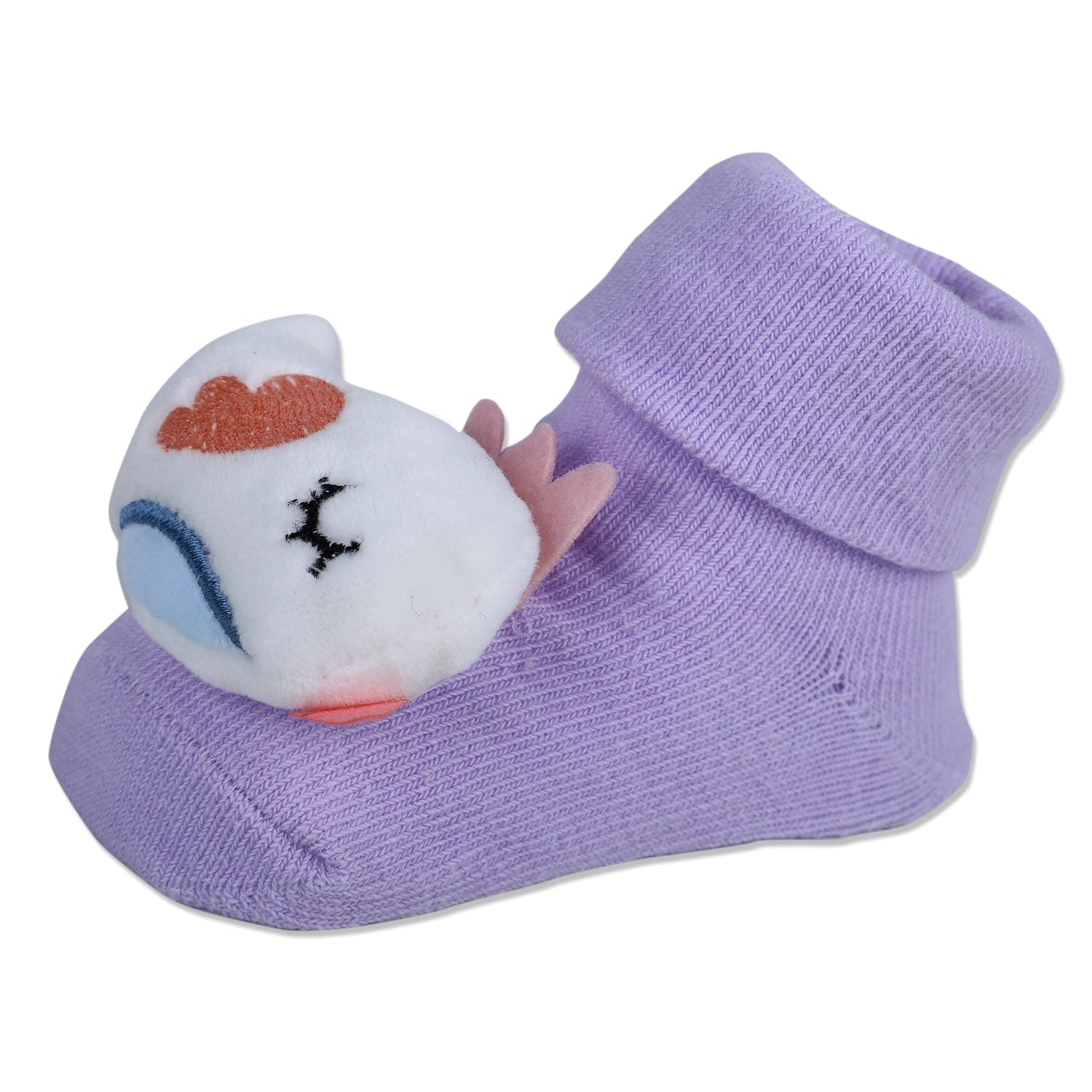 Baby Moo Sleeping Bird Cotton Anti-Skid 3D Socks - Purple - Baby Moo