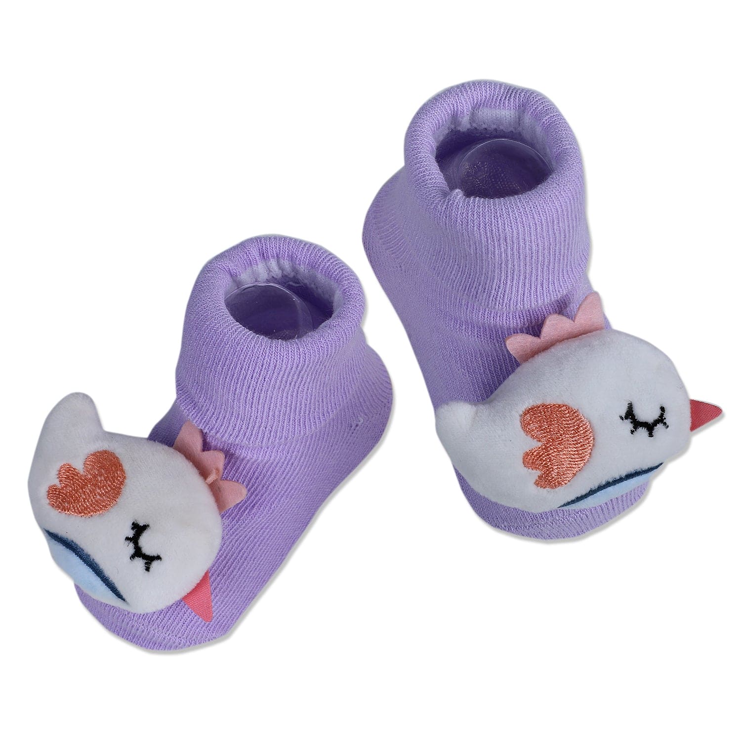 Baby Moo Sleeping Bird Cotton Anti-Skid 3D Socks - Purple - Baby Moo