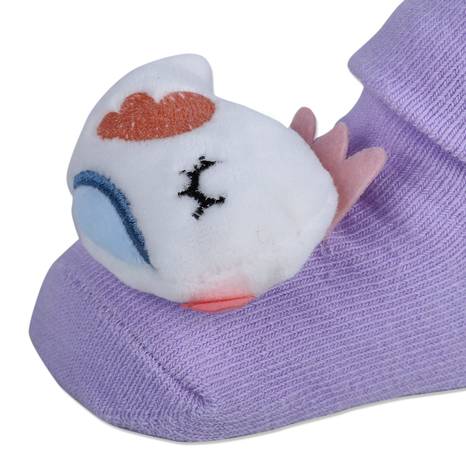 Baby Moo Sleeping Bird Cotton Anti-Skid 3D Socks - Purple - Baby Moo