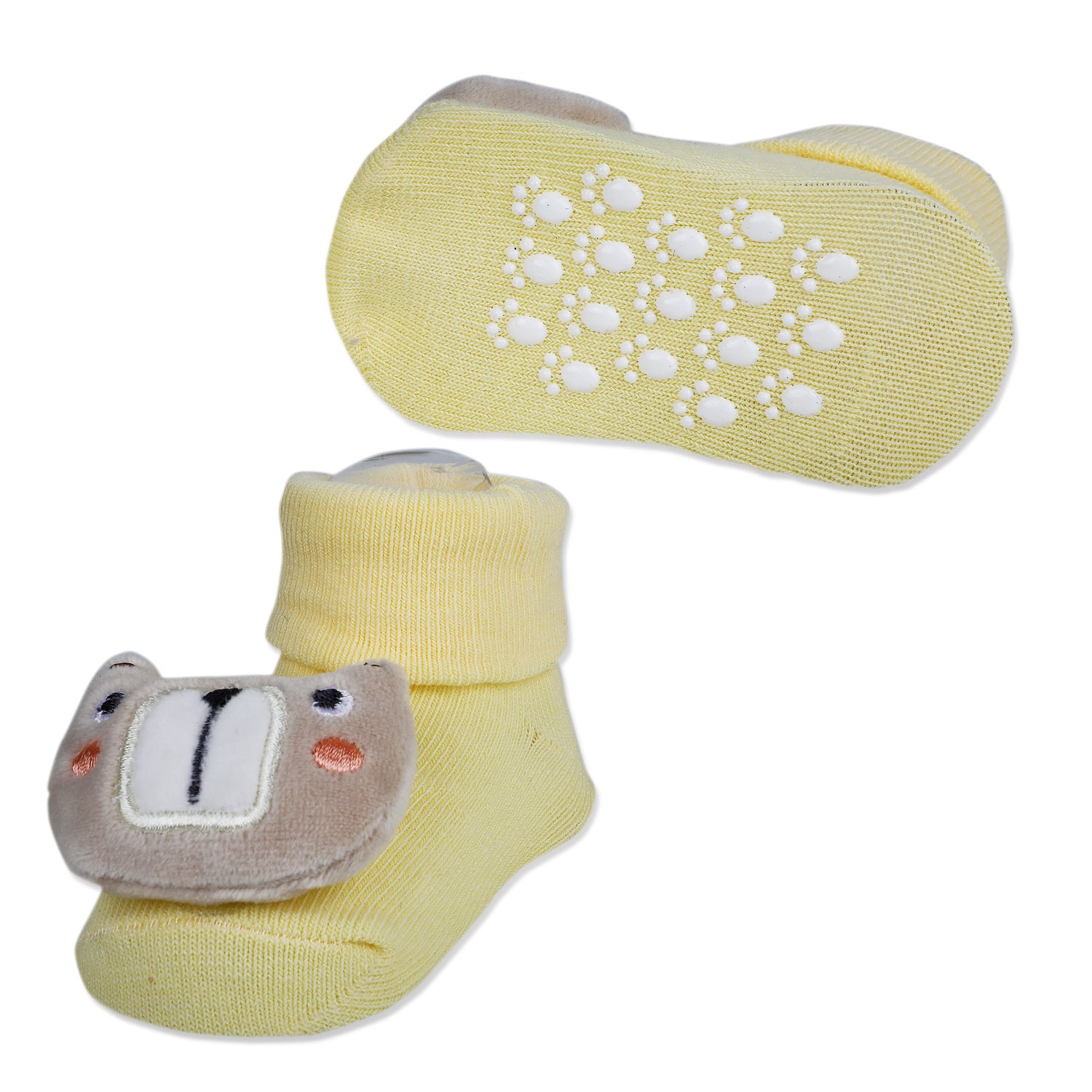 Baby Moo Doggy Cotton Anti-Skid 3D Socks - Yellow - Baby Moo