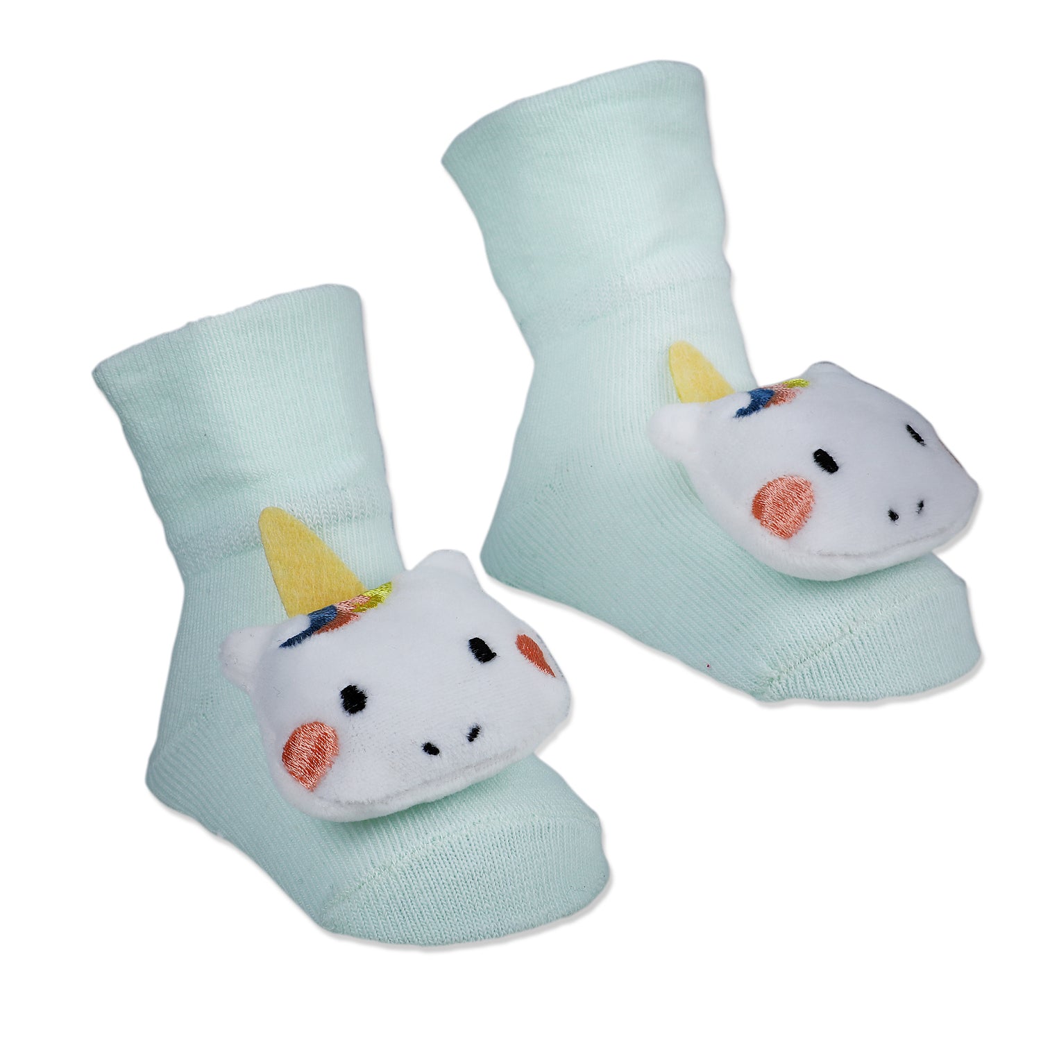 Baby Moo Magical Unicorn Cotton Anti-Skid 3D Socks - Mint Green