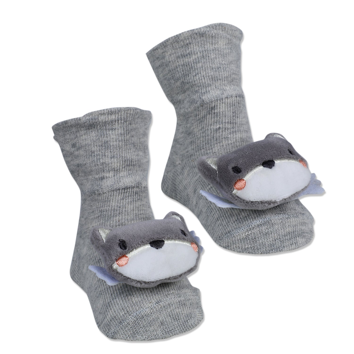 Baby Moo Husky Cotton Anti-Skid 3D Socks - Grey
