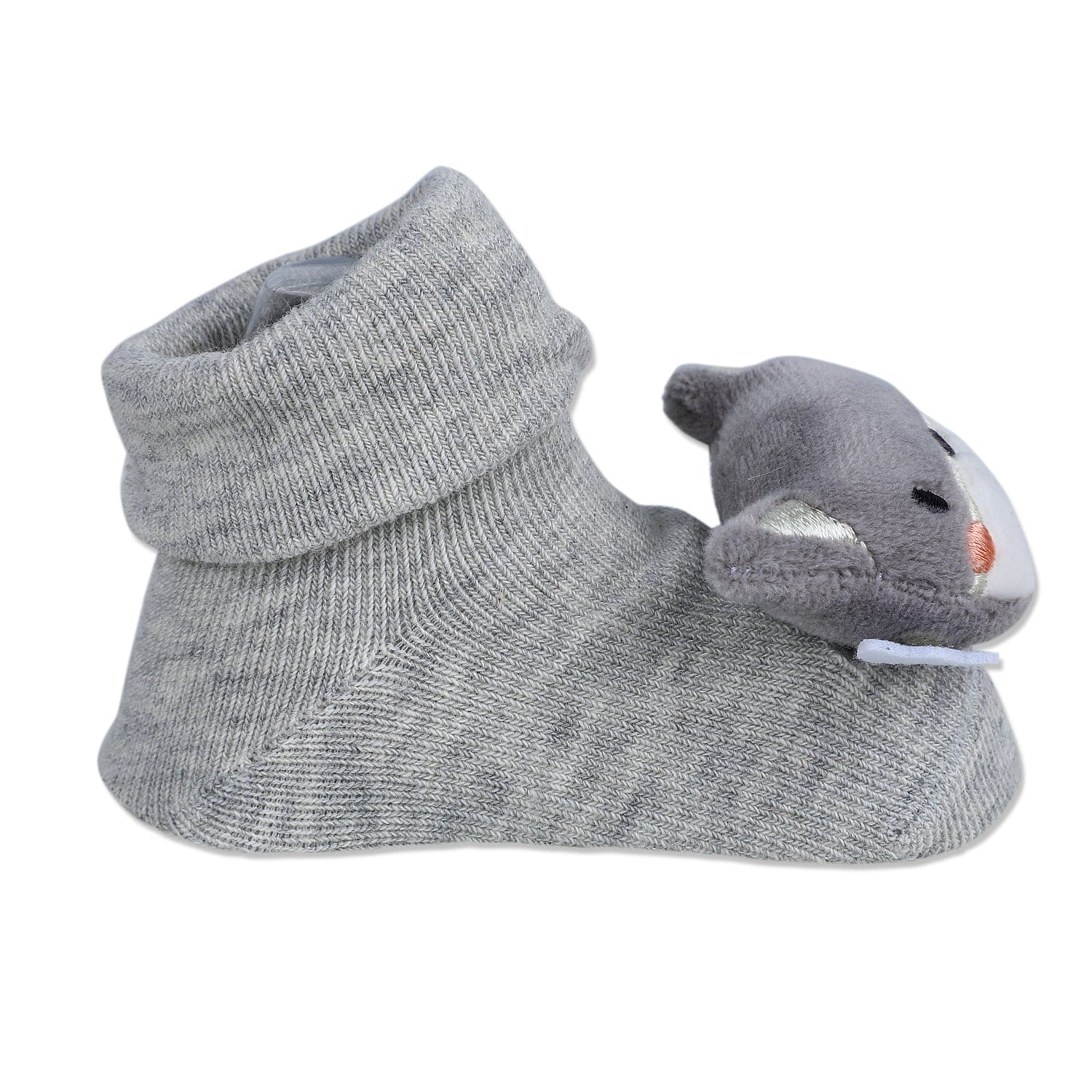 Baby Moo Husky Cotton Anti-Skid 3D Socks - Grey - Baby Moo