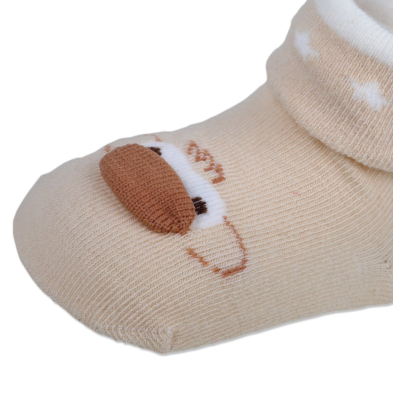 Baby Moo Little Monkey Cotton Anti-Skid 2 Pair Socks - Beige - Baby Moo