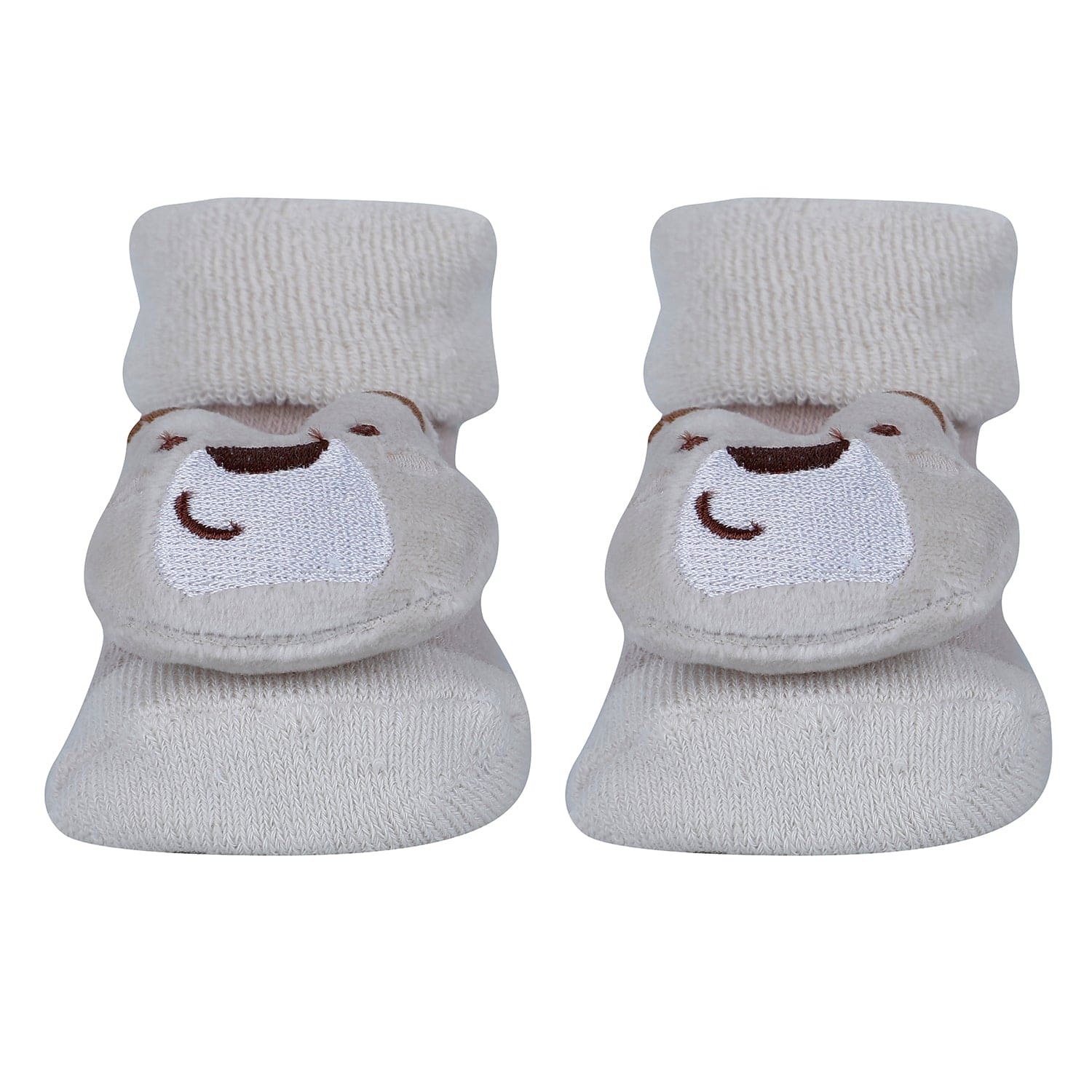 Baby Moo Fox Frog Bear 3D Rattle Anti-Skid Socks Booties Pack of 3 - Blue