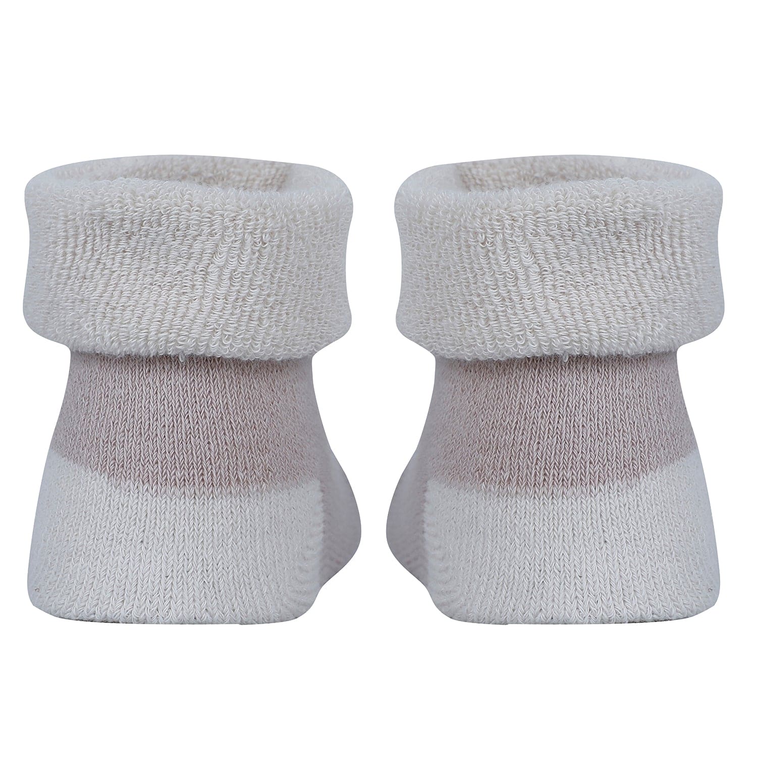 Baby Moo Fox 3D Rattle Anti-Skid Socks Booties Pack of 2 - Beige, Blue