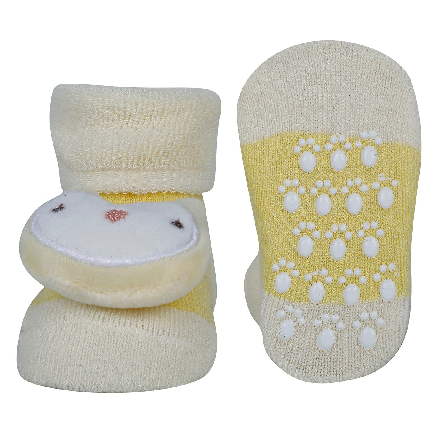 Baby Moo Kitty Owl 3D Rattle Anti-Skid Socks Booties Pack of 3 - Pink