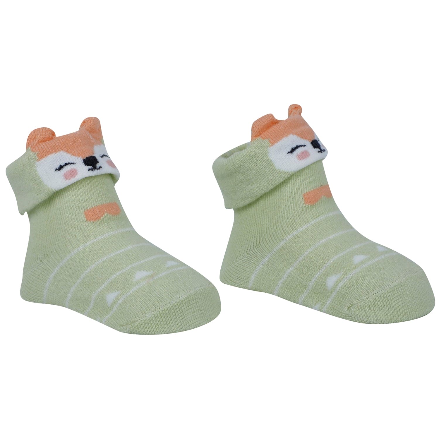 Baby Moo Animal 3D Anti-Skid Socks Booties Pack of 6 - Blue, Green