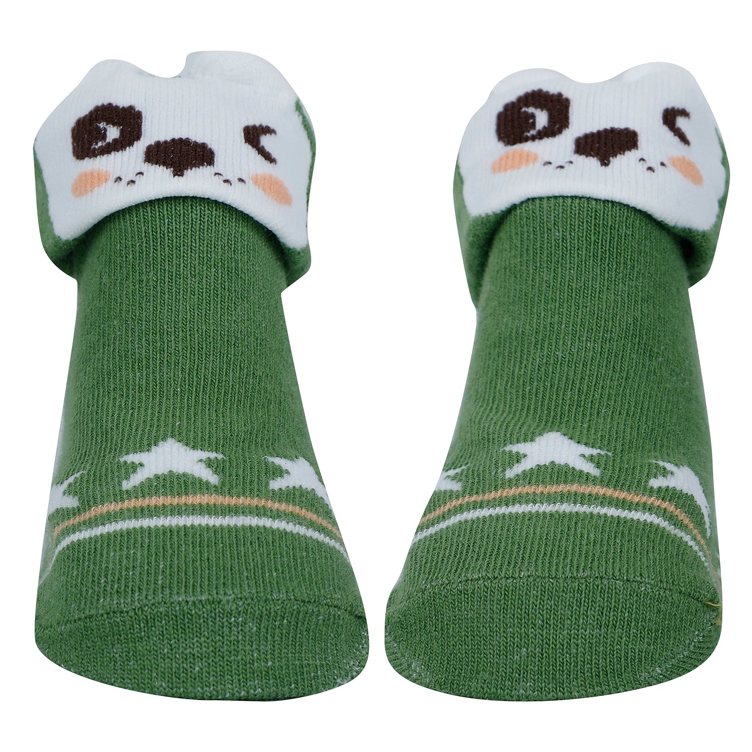 Baby Moo Tiger Cow 3D Anti-Skid Socks Booties Pack of 3 - Blue, Green