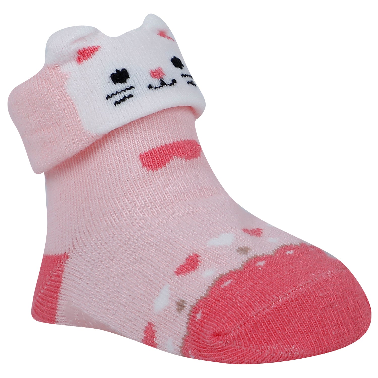 Baby Moo Animal 3D Anti-Skid Socks Booties Pack of 6 - Pink, Yellow