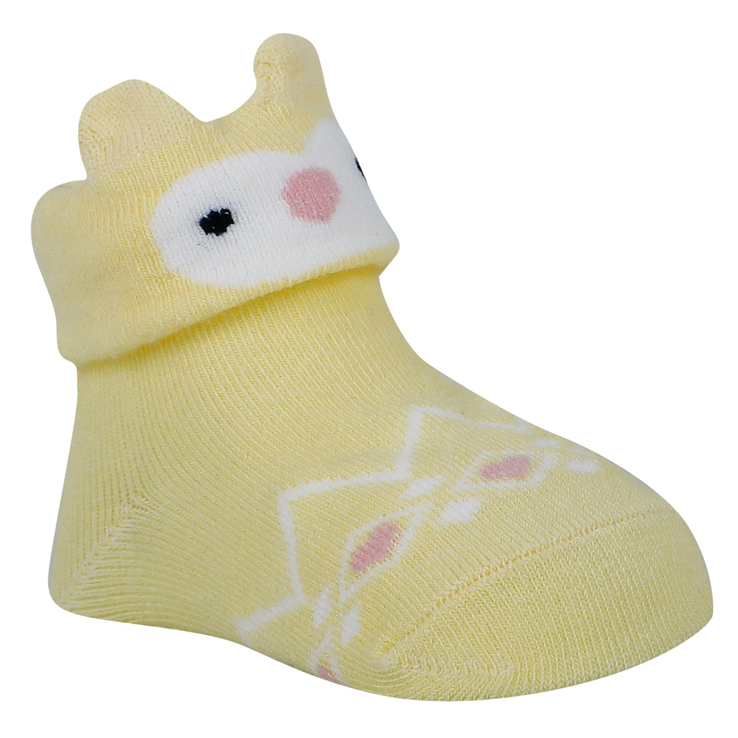 Baby Moo Owl Kitty 3D Anti-Skid Socks Booties Pack of 3 - Yellow, Pink