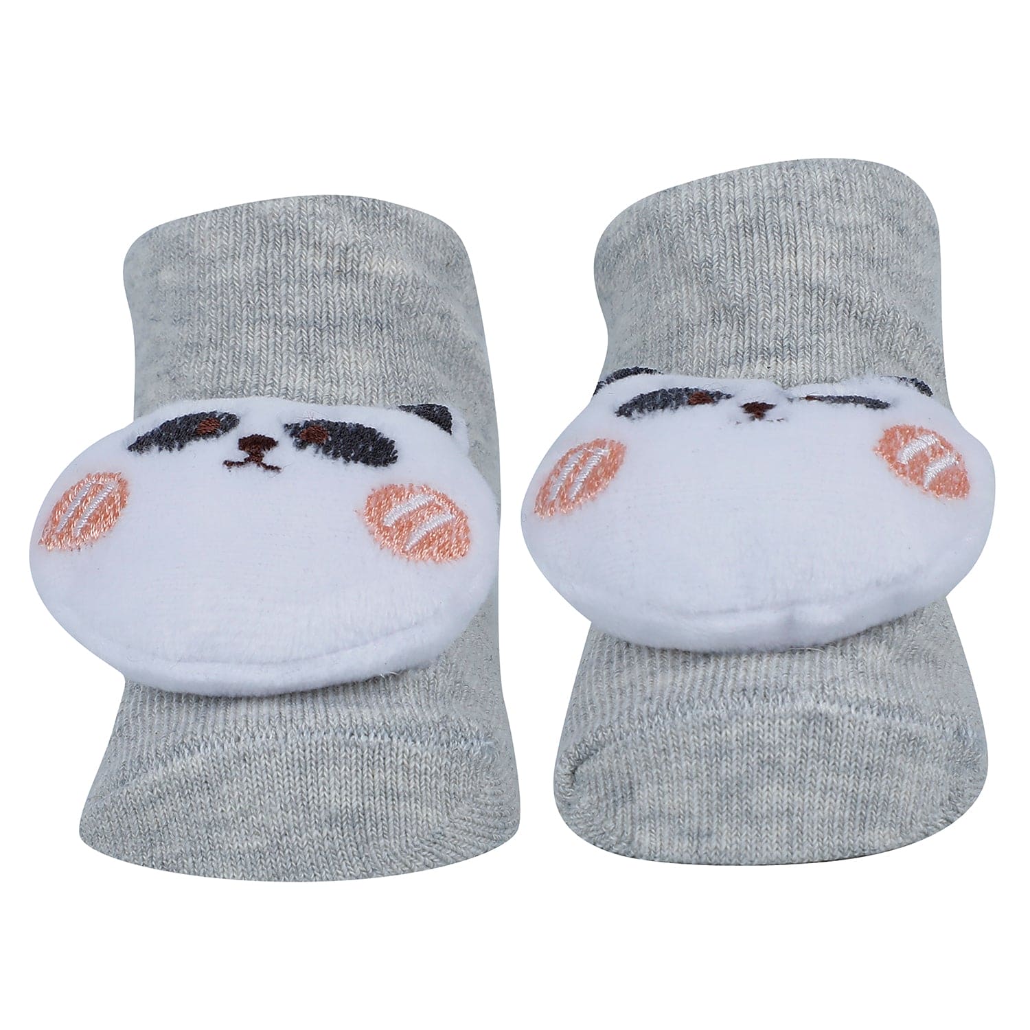 Baby Moo Bear Panda Elephant 3D Rattle Anti-Skid Socks Booties Pack of 3 - Blue