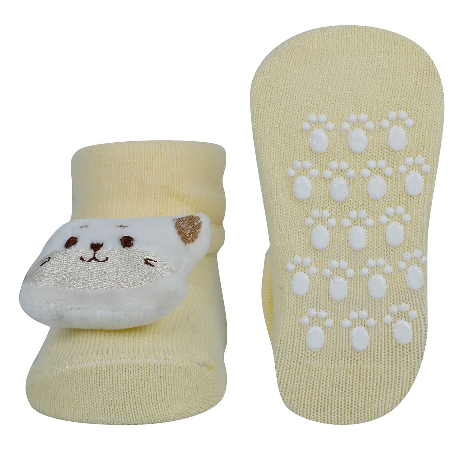 Baby Moo Kitty Frog Shark 3D Rattle Anti-Skid Socks Booties Pack of 3 - Multicolour