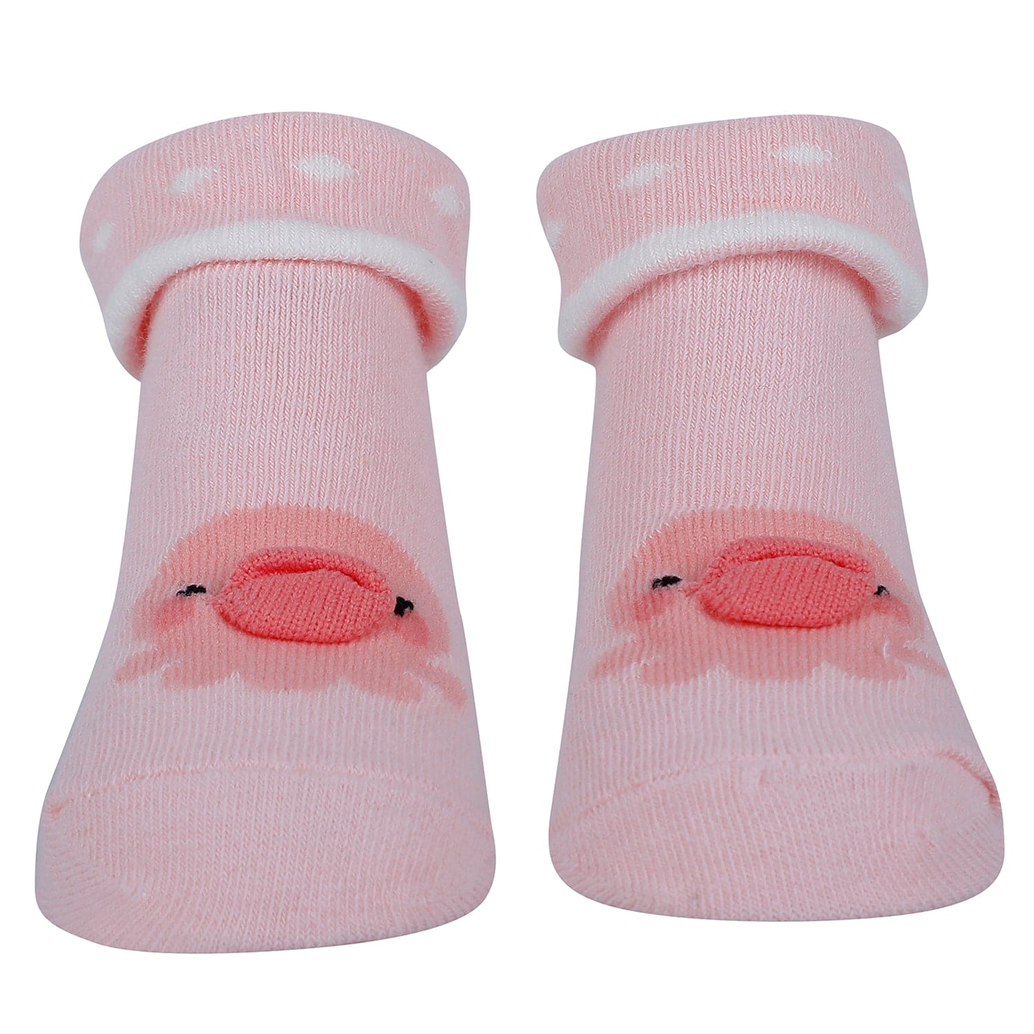 Baby Moo Duck 3D Anti-Skid Socks Booties Pack of 3 - Pink