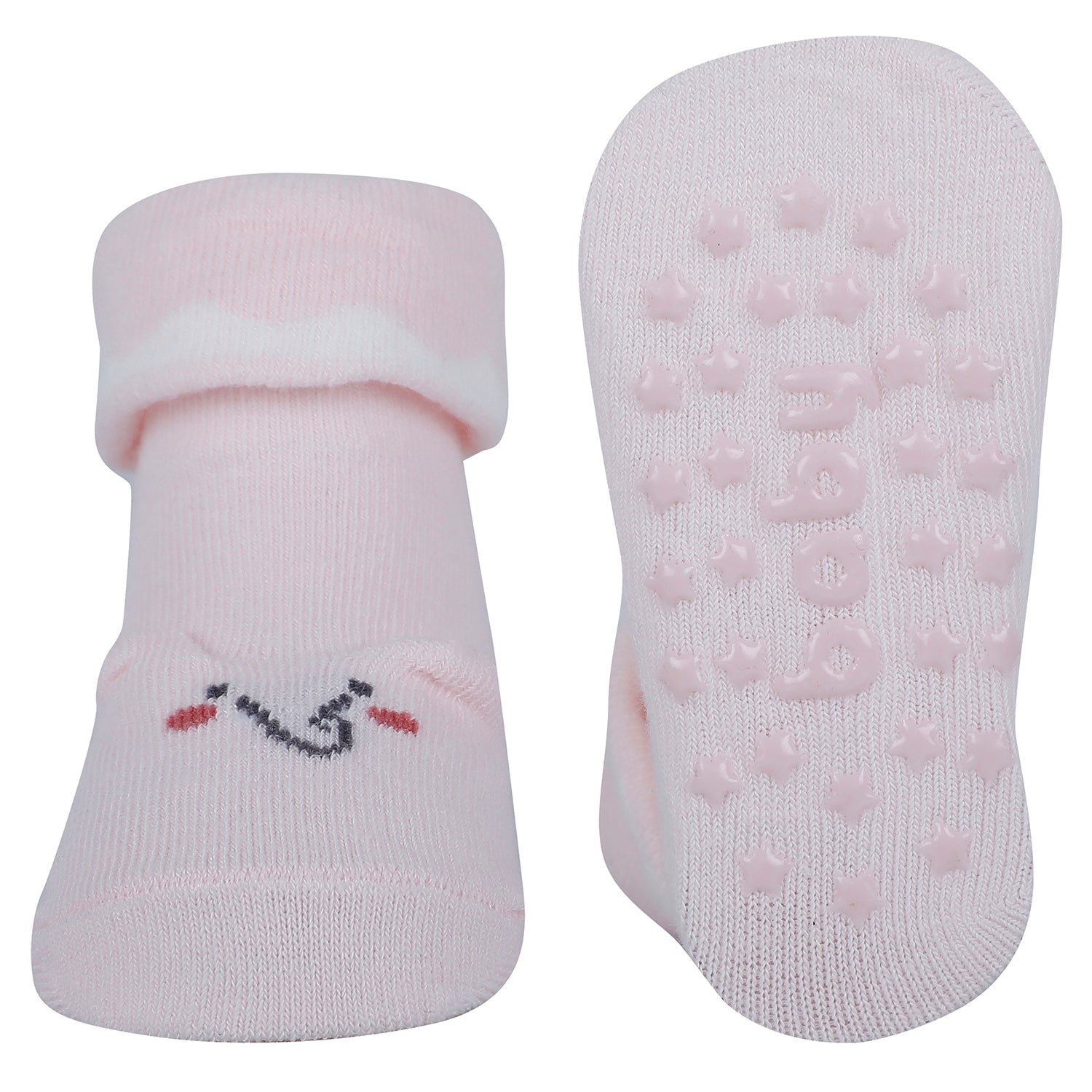 Baby Moo 3D Elephant Anti-Skid Socks Booties Pack of 3 - Pink, Multicolour