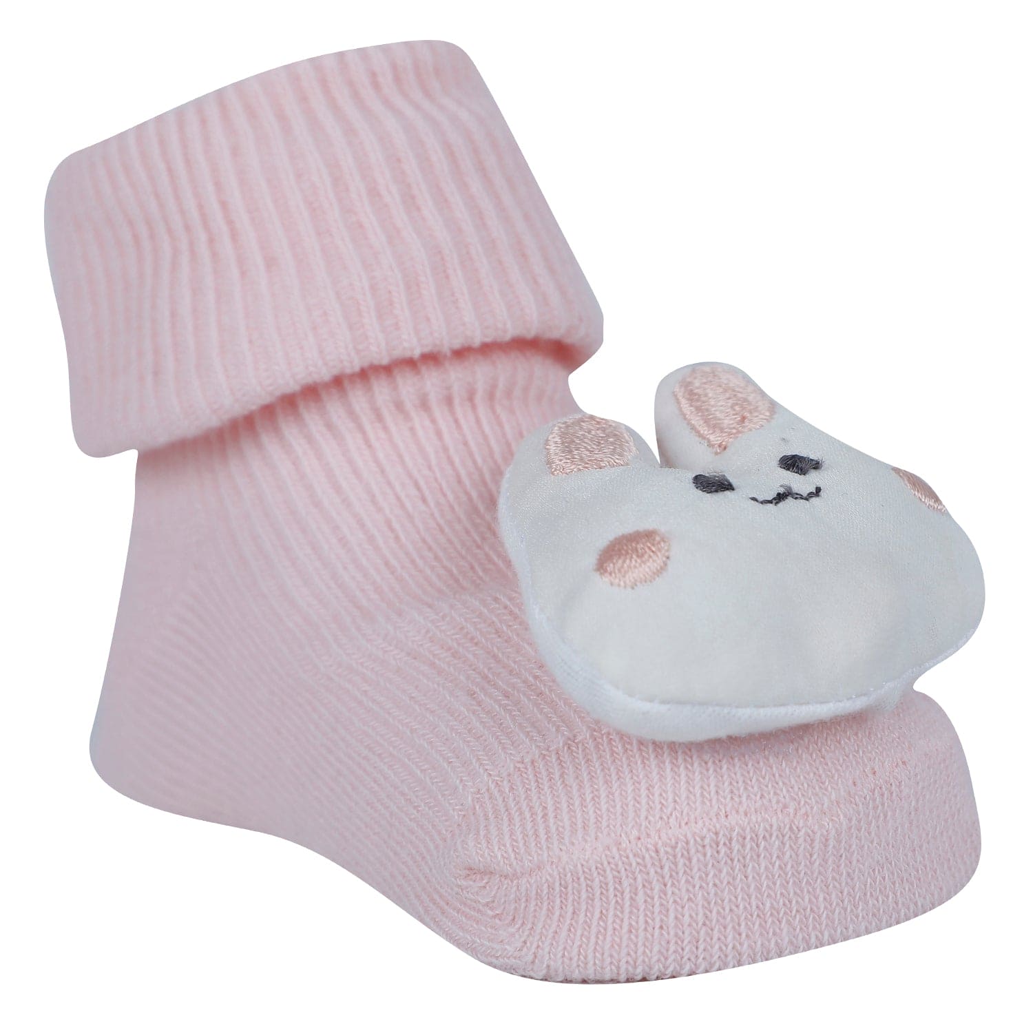 Baby Moo Unicorn 3D Rattle Anti-Skid Socks Booties Pack of 3 - Pink