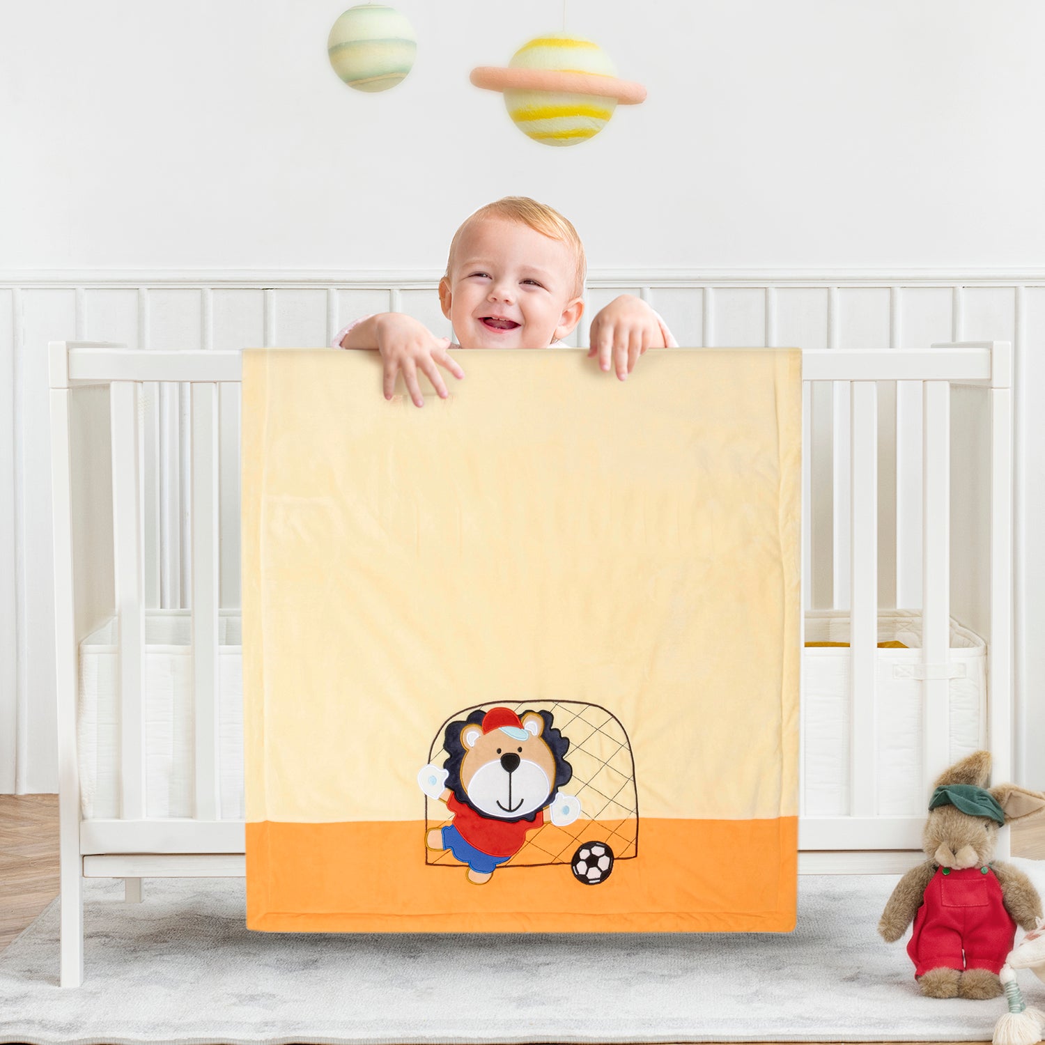 Baby Moo Playing Tiger Plush Cotton All Season Nursery Blanket - Orange