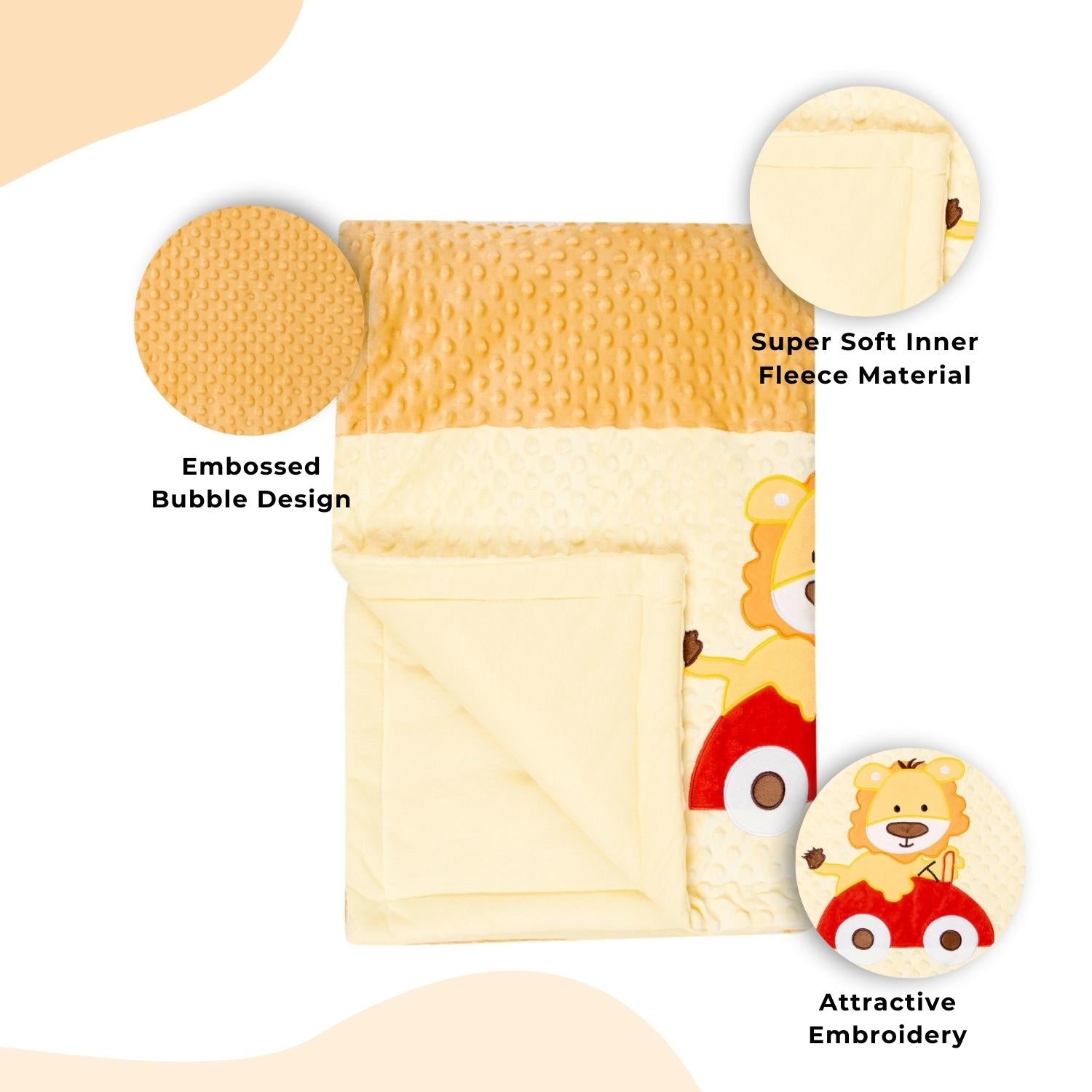 Baby Moo Racing Lion Plush Cotton All Season Nursery Blanket - Brown