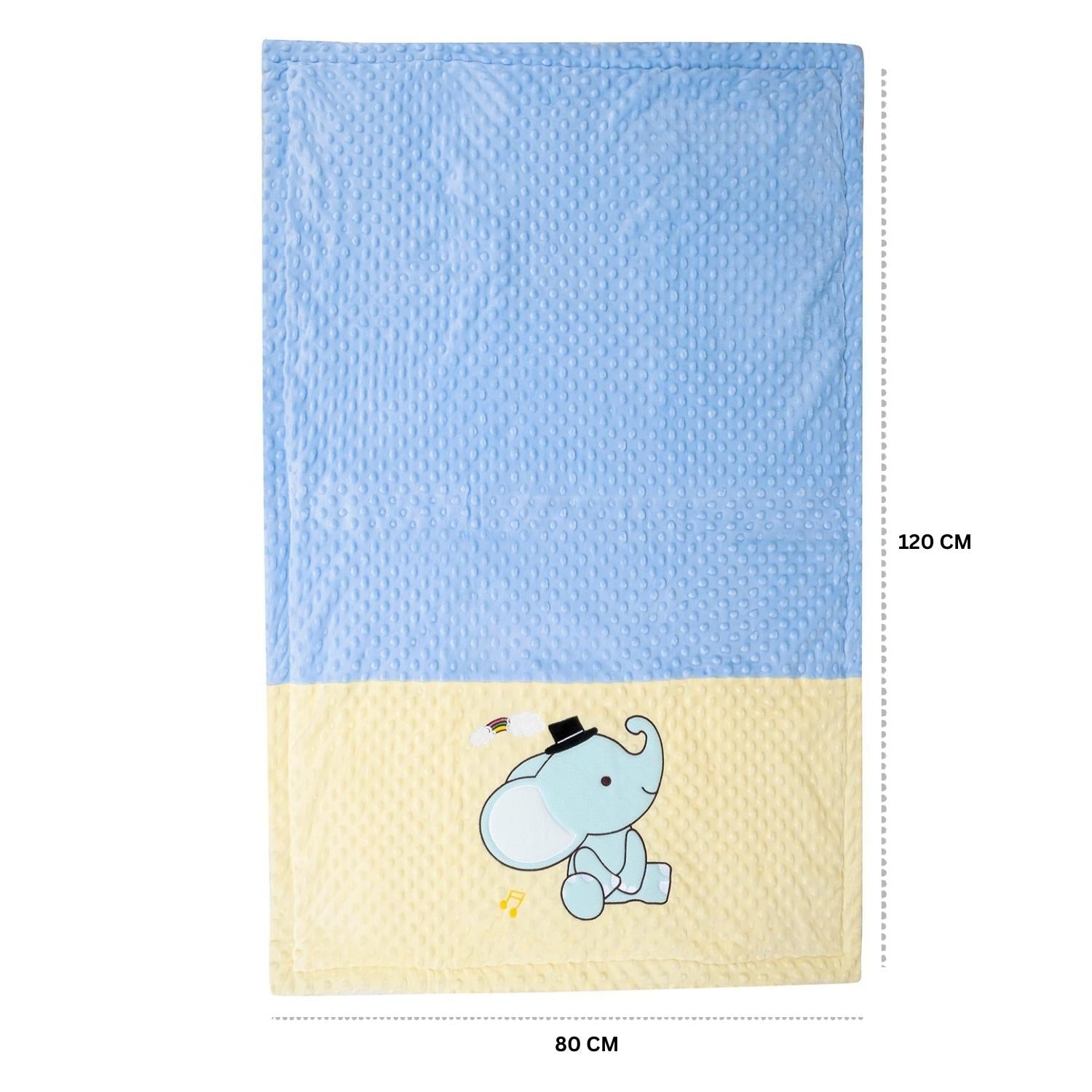 Baby Moo Festive Elephant Plush Cotton All Season Nursery Blanket - Blue