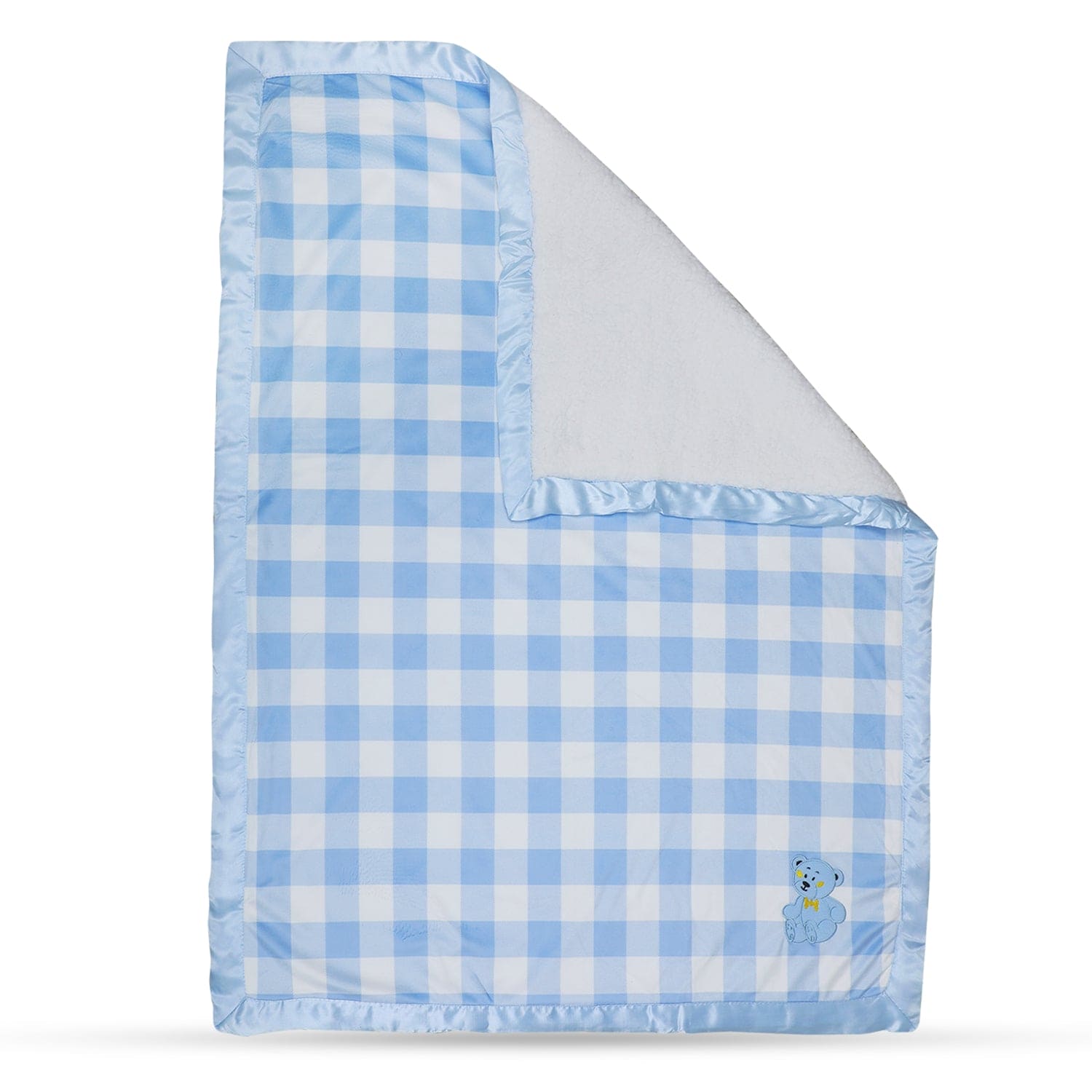 Baby Moo Checkered Charm Soft Fur Blanket - Blue - Baby Moo