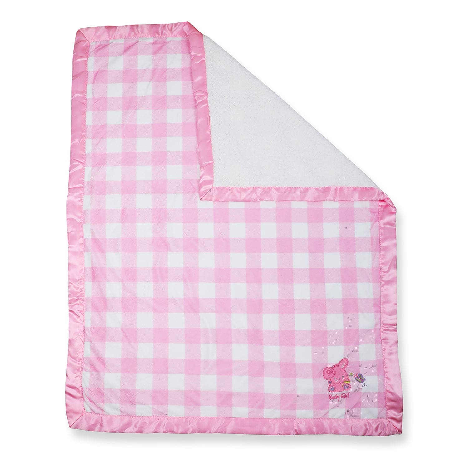 Baby Moo Checkered Charm Soft Fur Blanket - Pink - Baby Moo