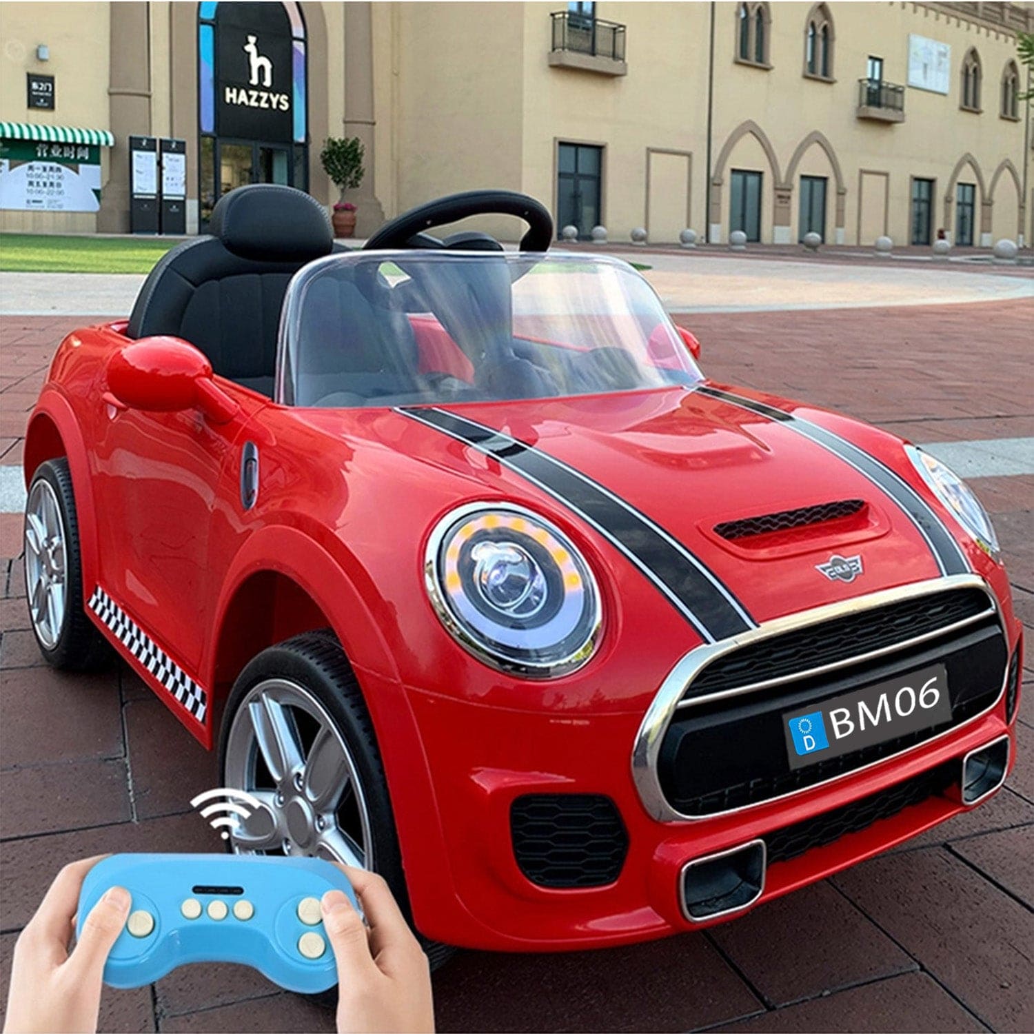 Baby Moo Mini Cooper Electric Ride-On Car for Kids | Rechargeable 12V Battery | Remote Control | USB MP3 Player | Ages 1-5 - Red