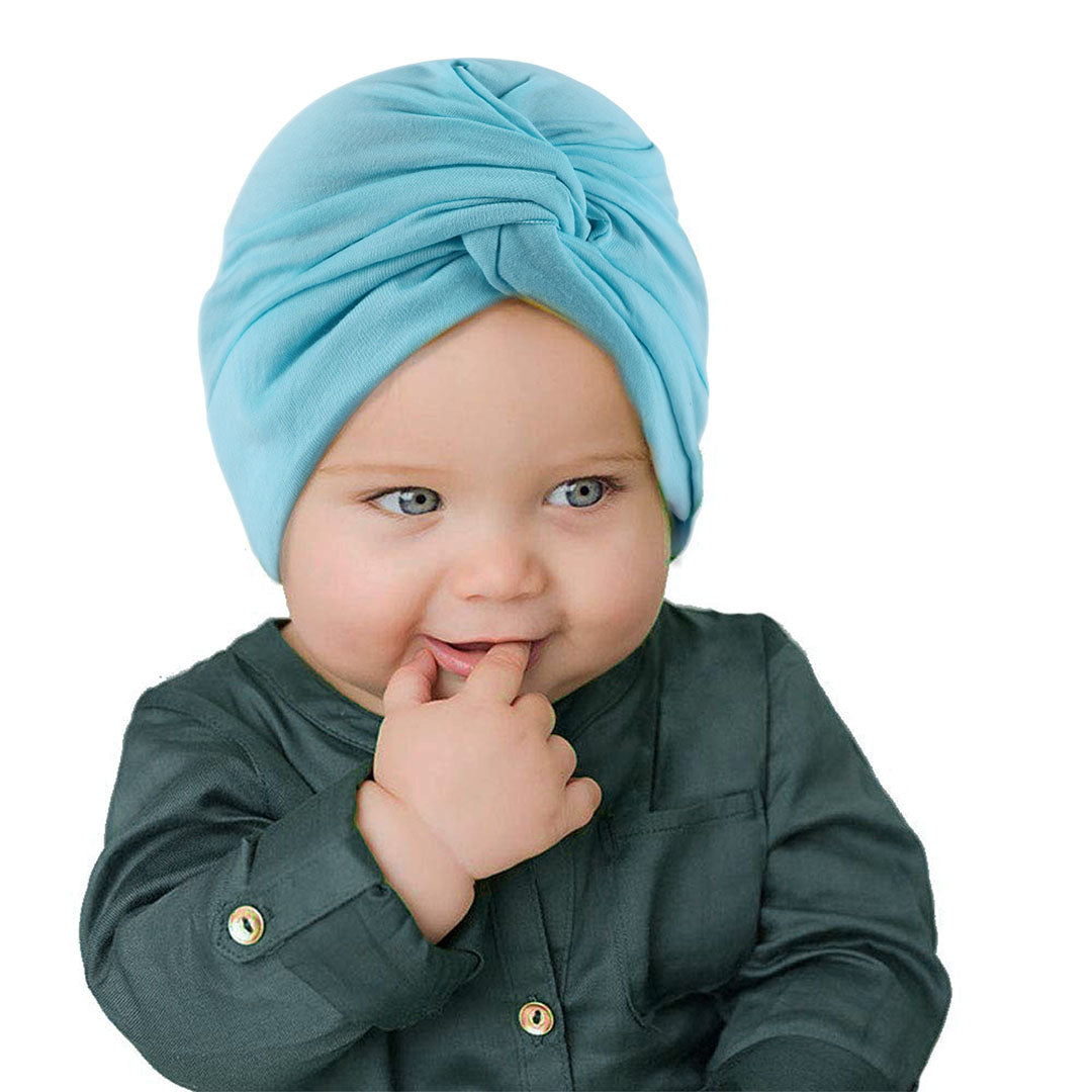 Cute Knotted Turban Cap Infant Beanie - Blue