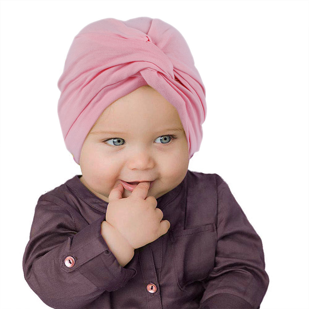 Cute Knotted Turban Cap Infant Beanie - Pink
