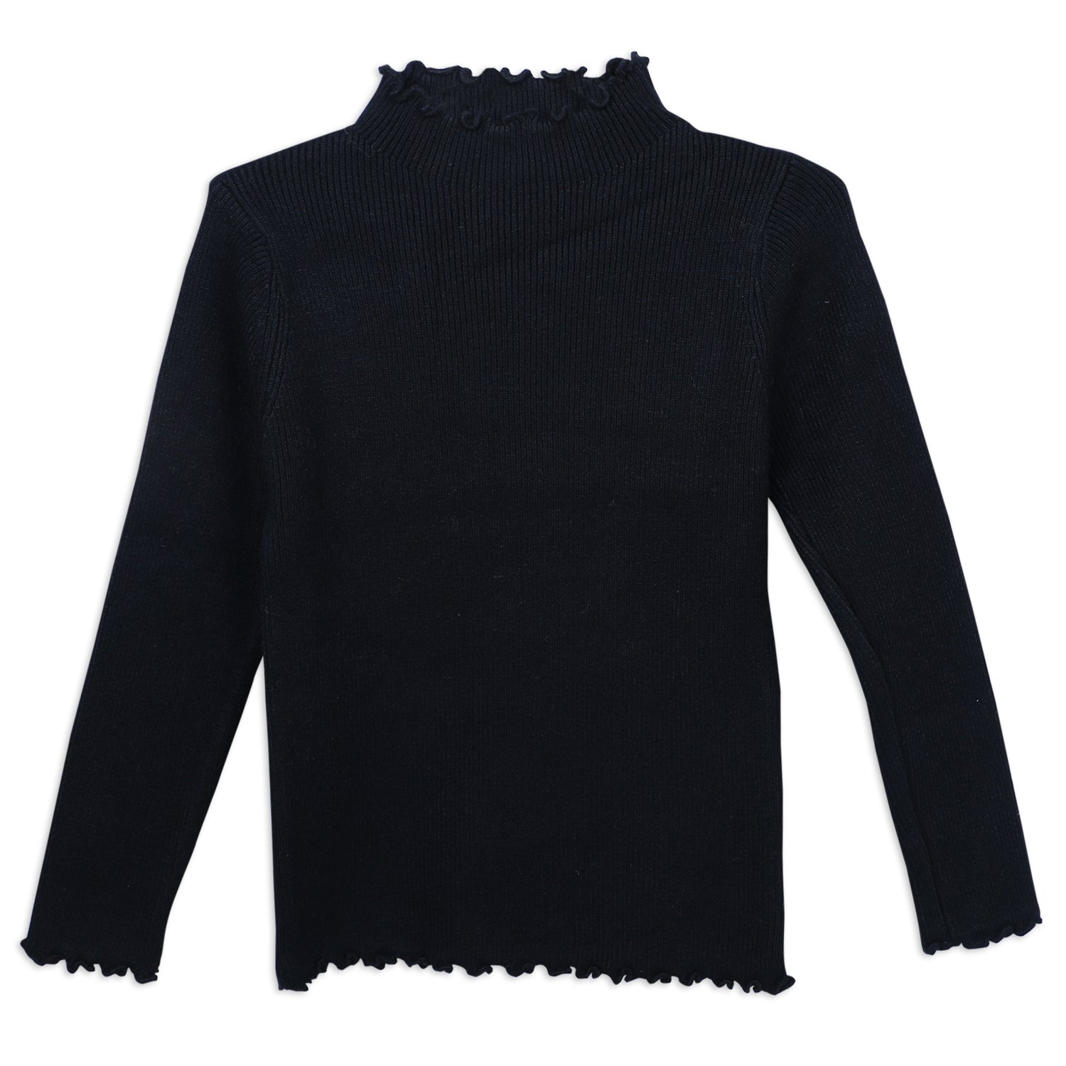 BASIC TURTLENECK KNIT SWEATER - Black