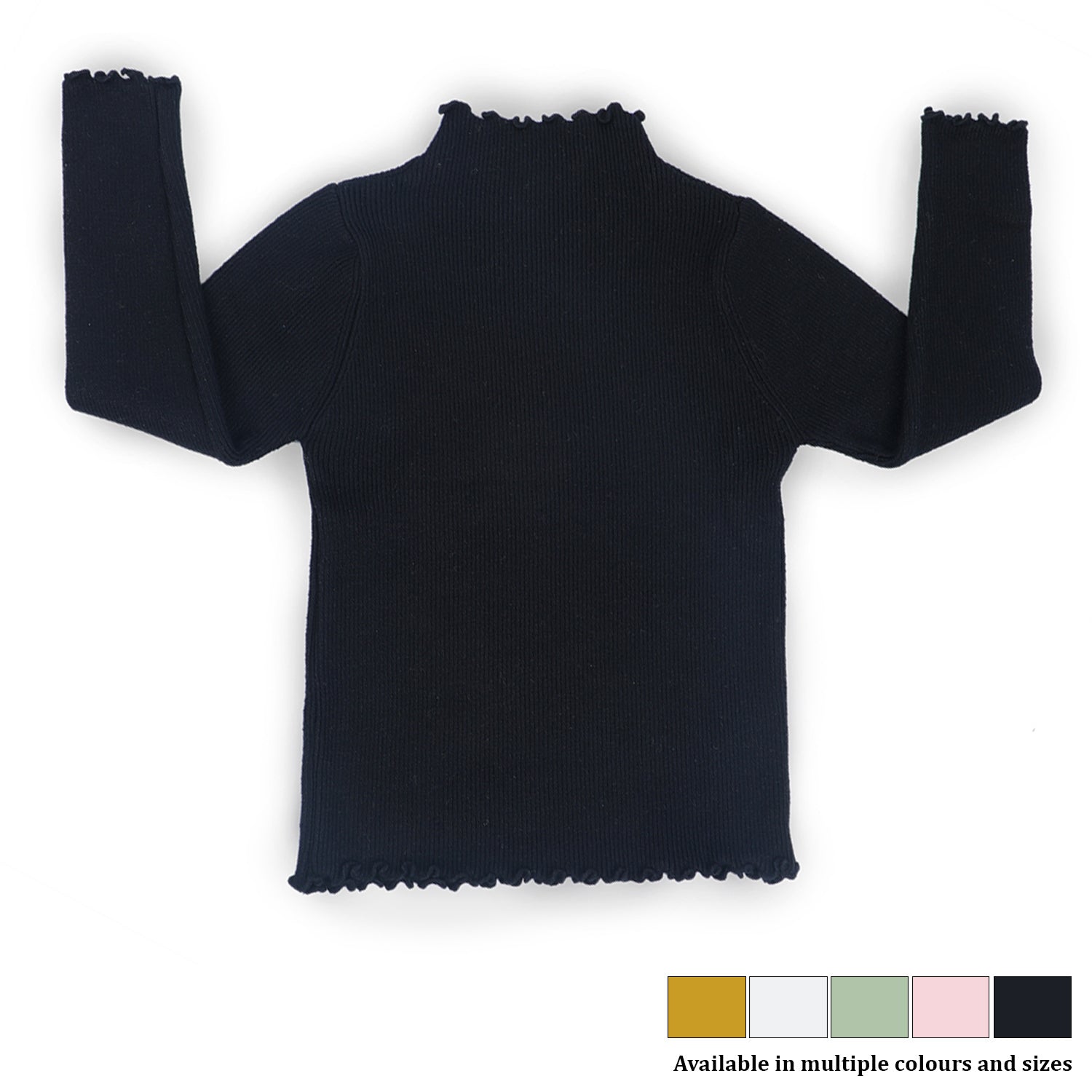 Basic Ribbed Premium Full Sleeves Knitted Kids Sweater - Black - Baby Moo