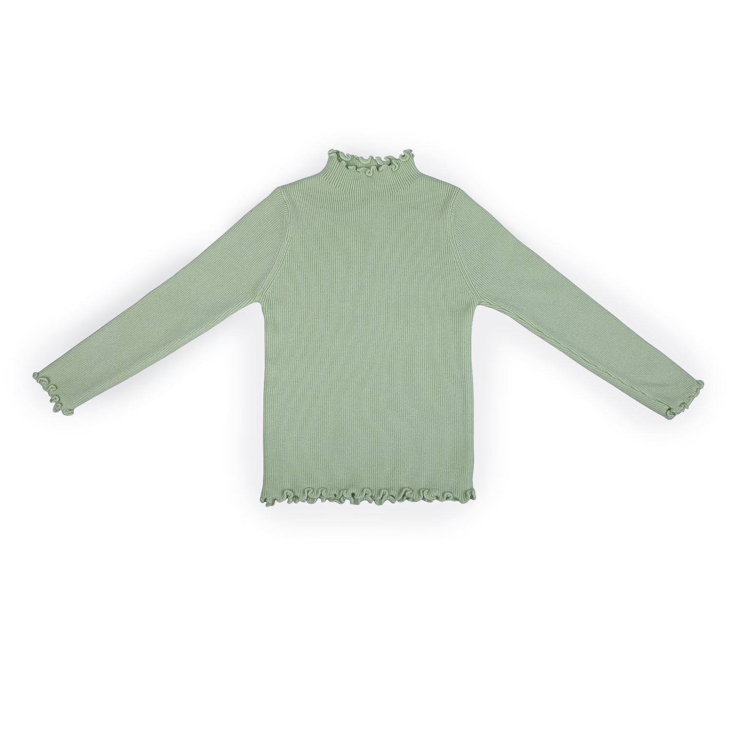 Basic Ribbed Premium Full Sleeves Knitted Kids Sweater - Green