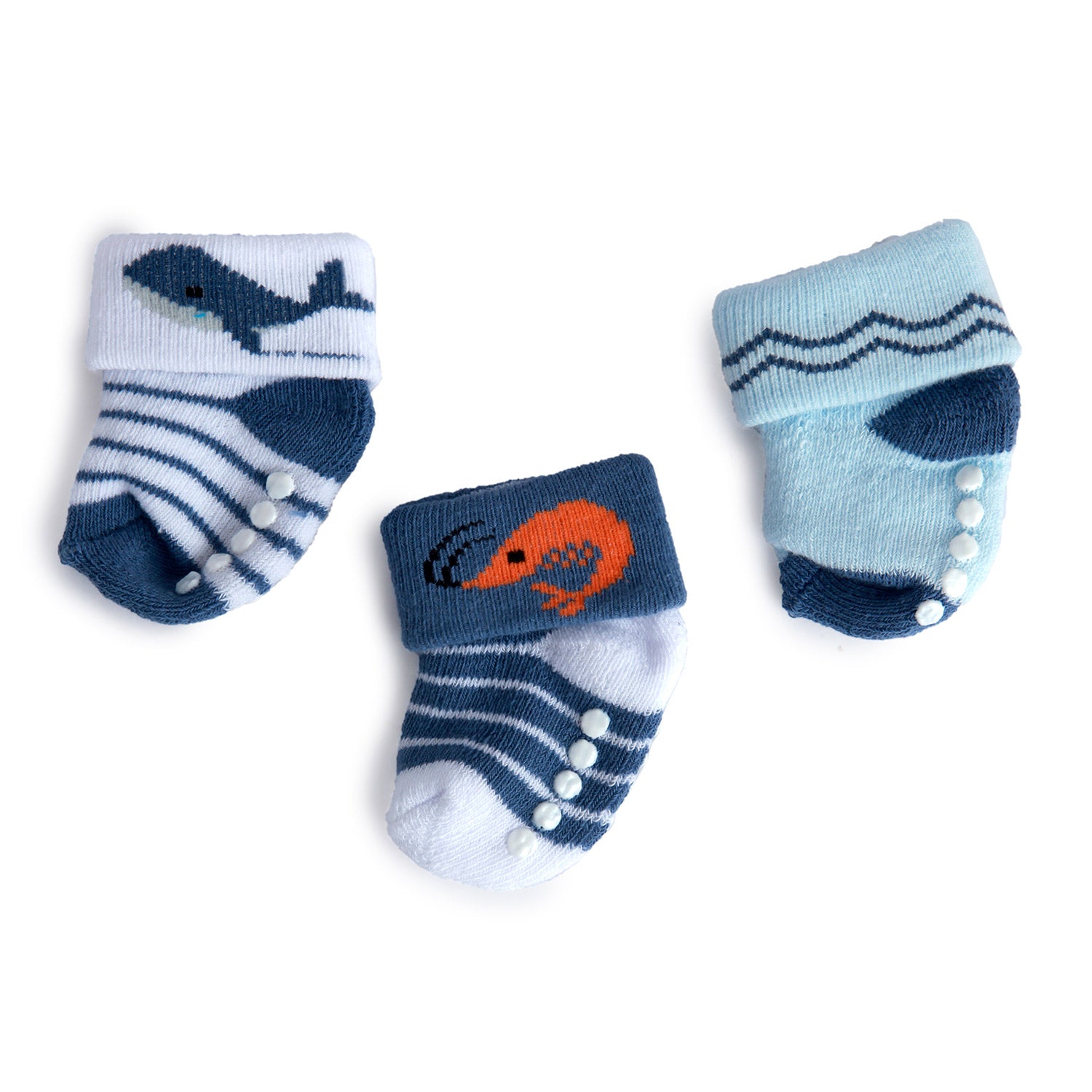 Fun In The Ocean Blue 3 Pk Anti-Skid  Socks - Baby Moo
