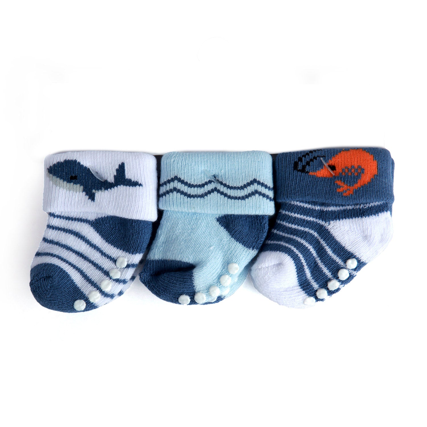 Fun In The Ocean Blue 3 Pk Anti-Skid  Socks