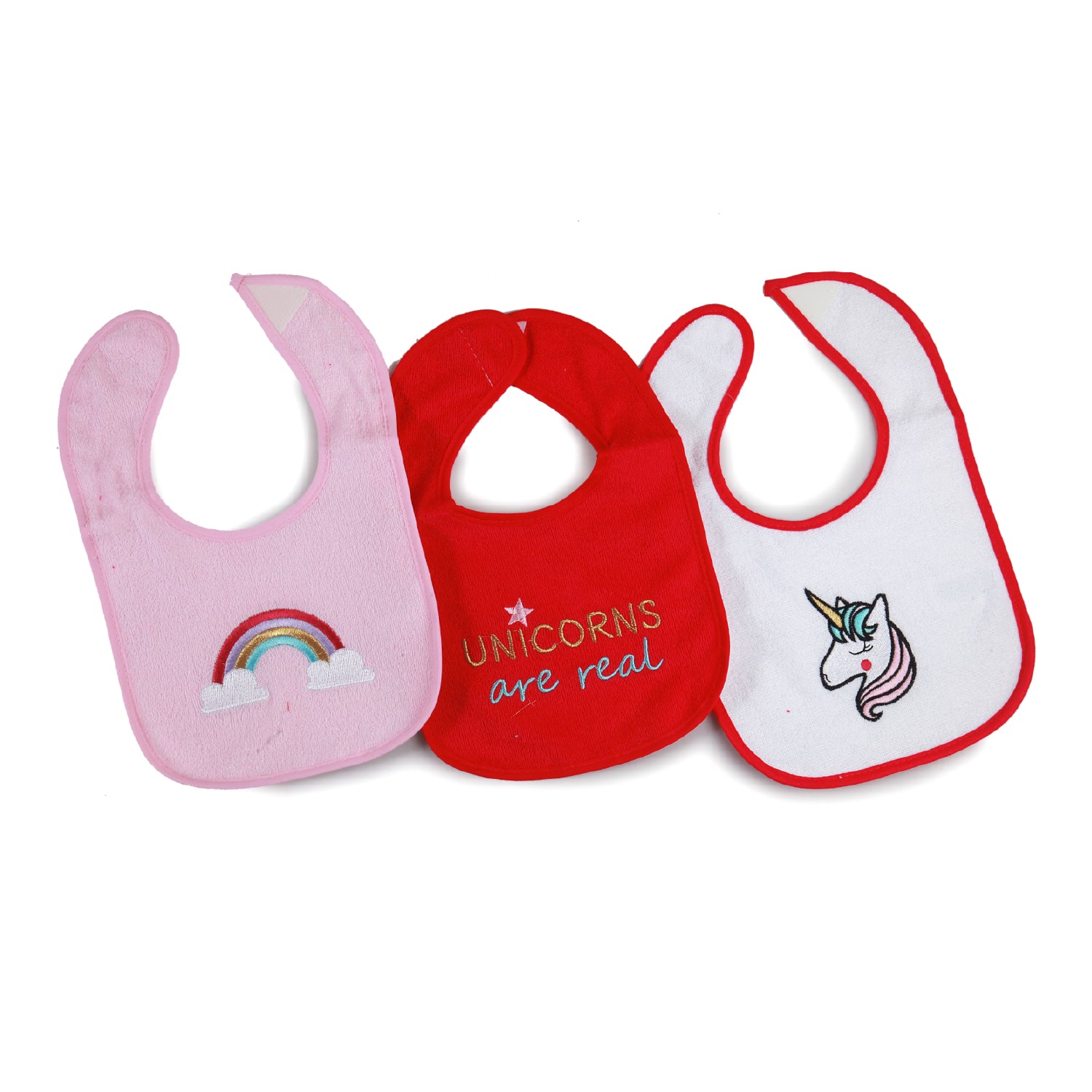 Flying Unicorn White And Pink 3 Pk Bibs - Baby Moo
