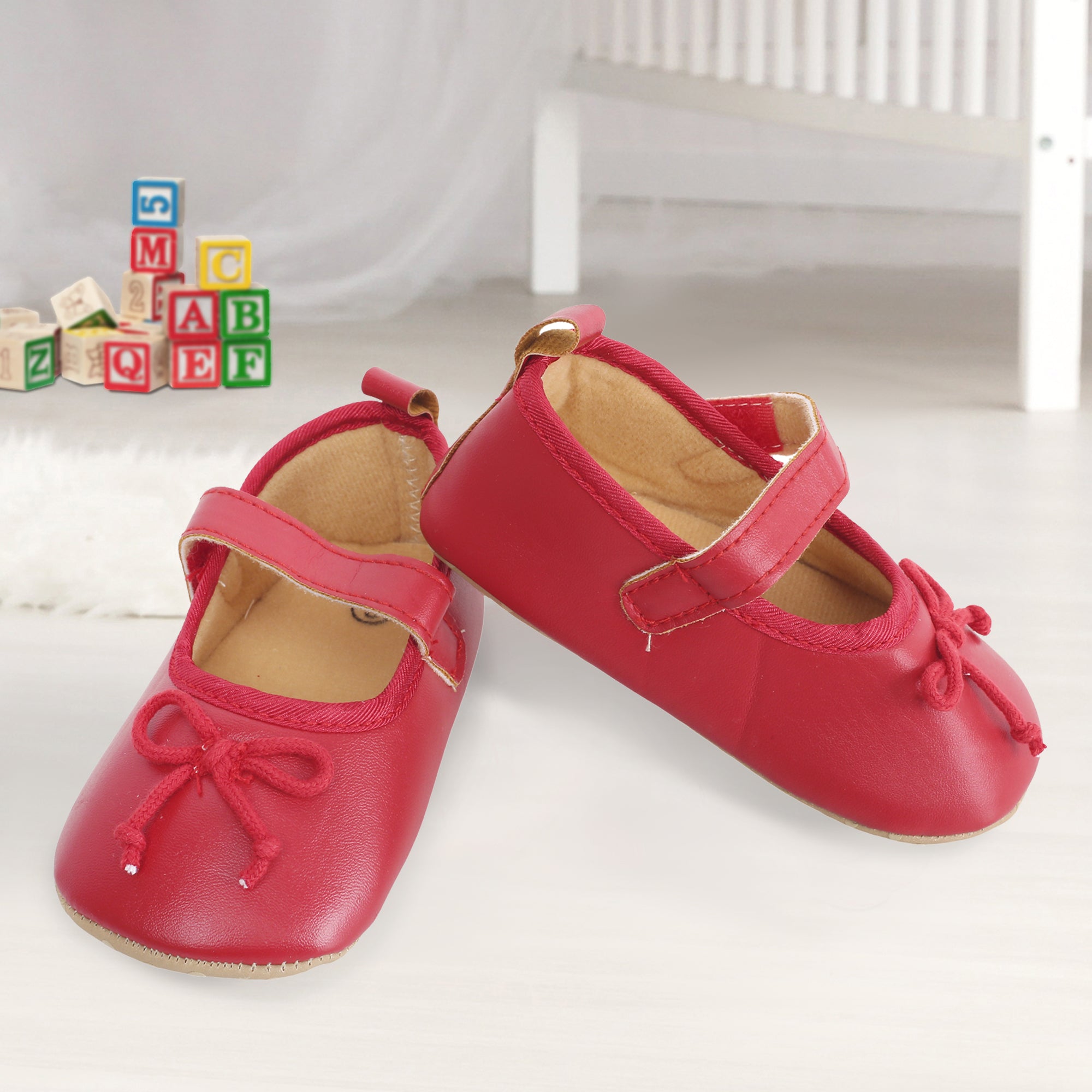 Baby Moo Dressy Bow Red Booties - Baby Moo