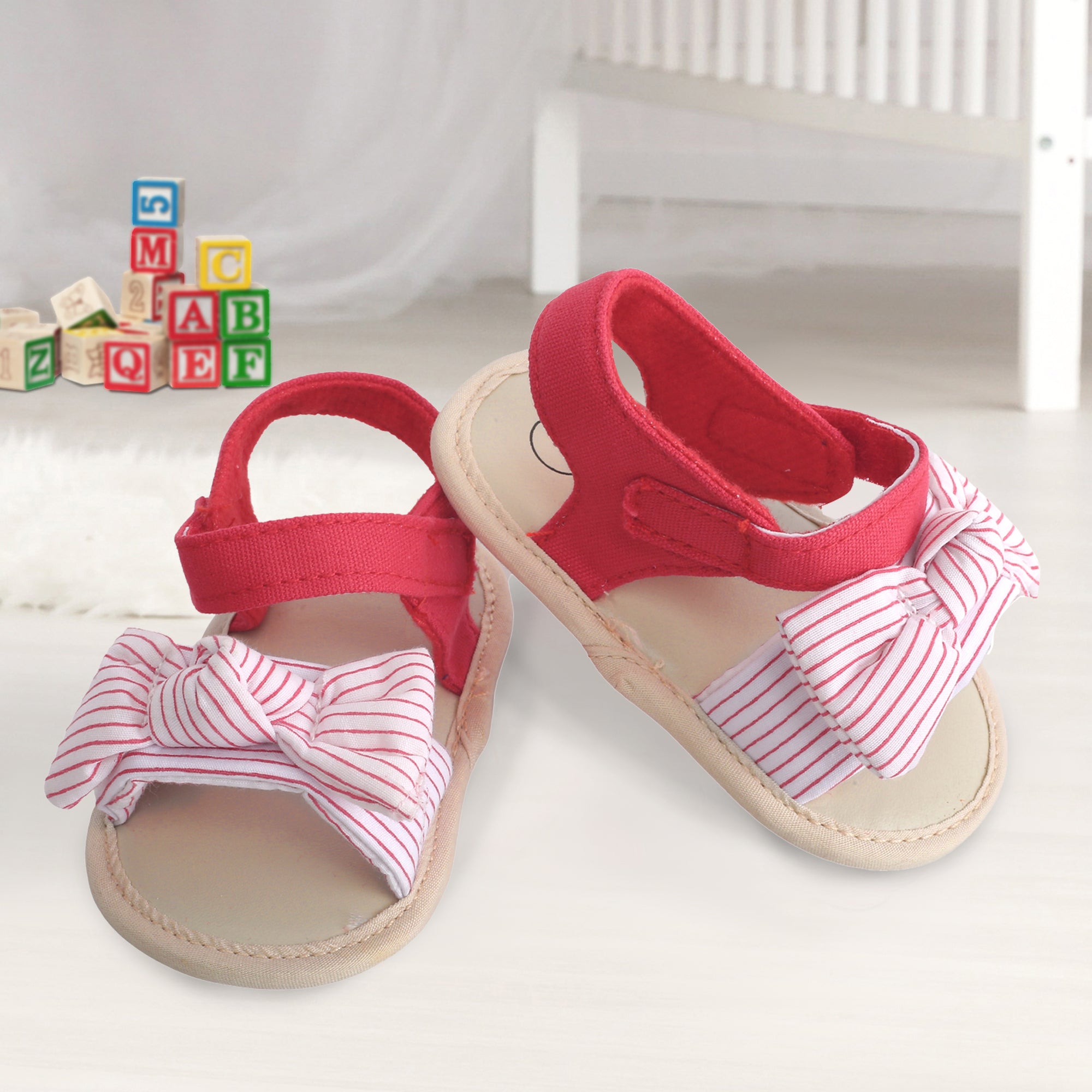 Baby Moo Striped Red Booties - Baby Moo