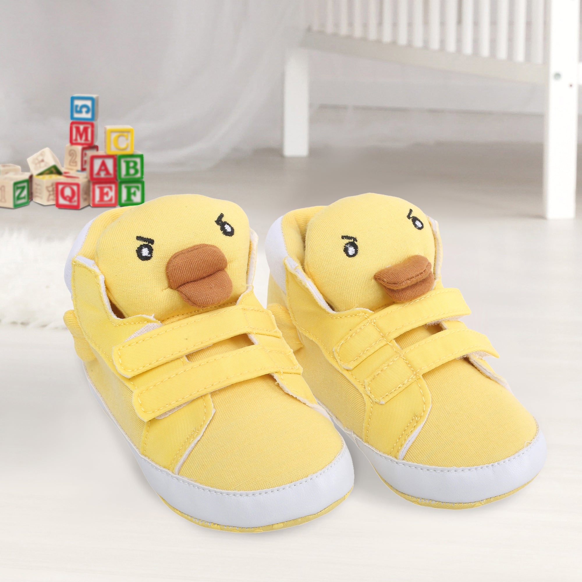 Baby Moo Yellow Ducklings Velcro Casual Booties - Baby Moo
