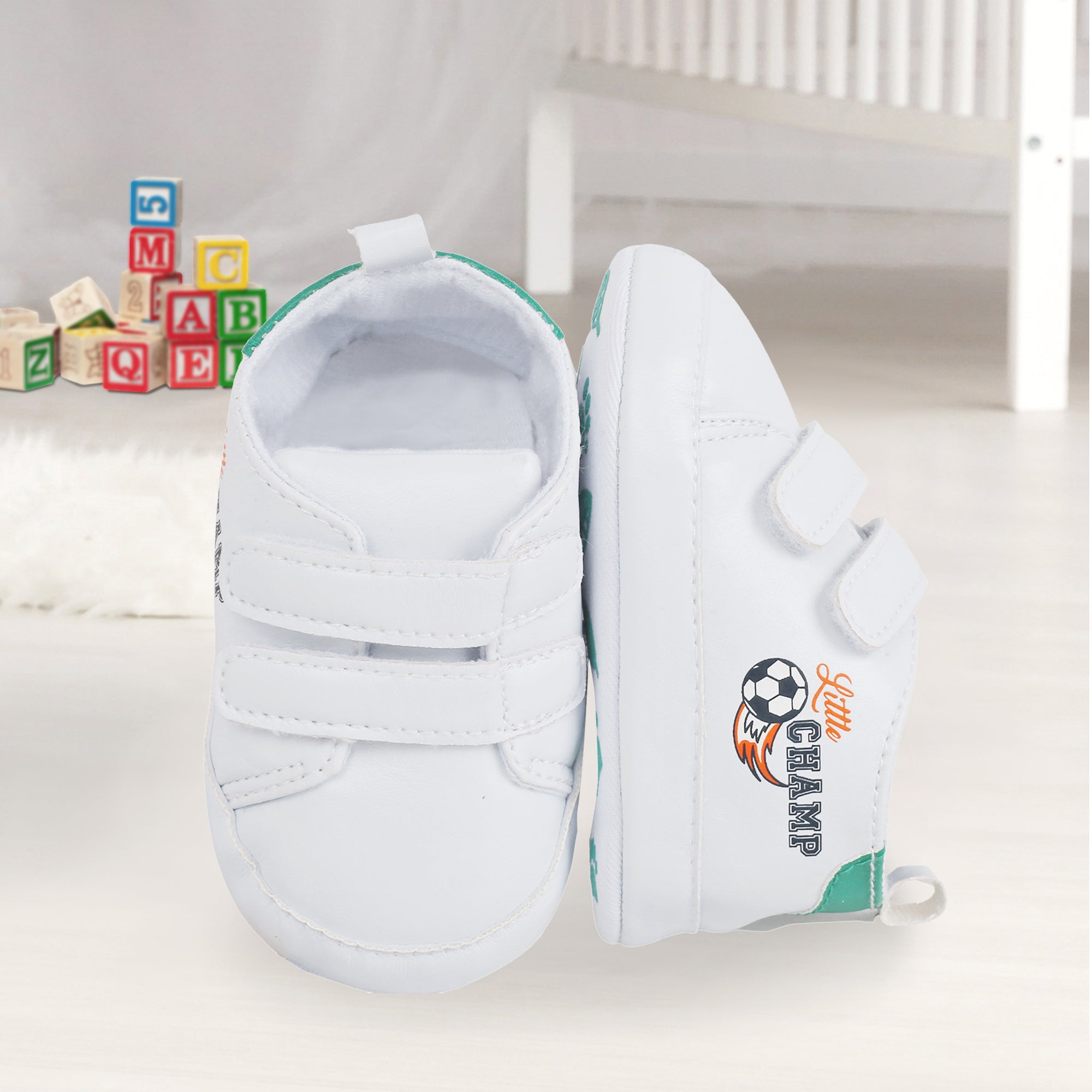 Baby Moo Little Champ White Velcro Sneakers - Baby Moo