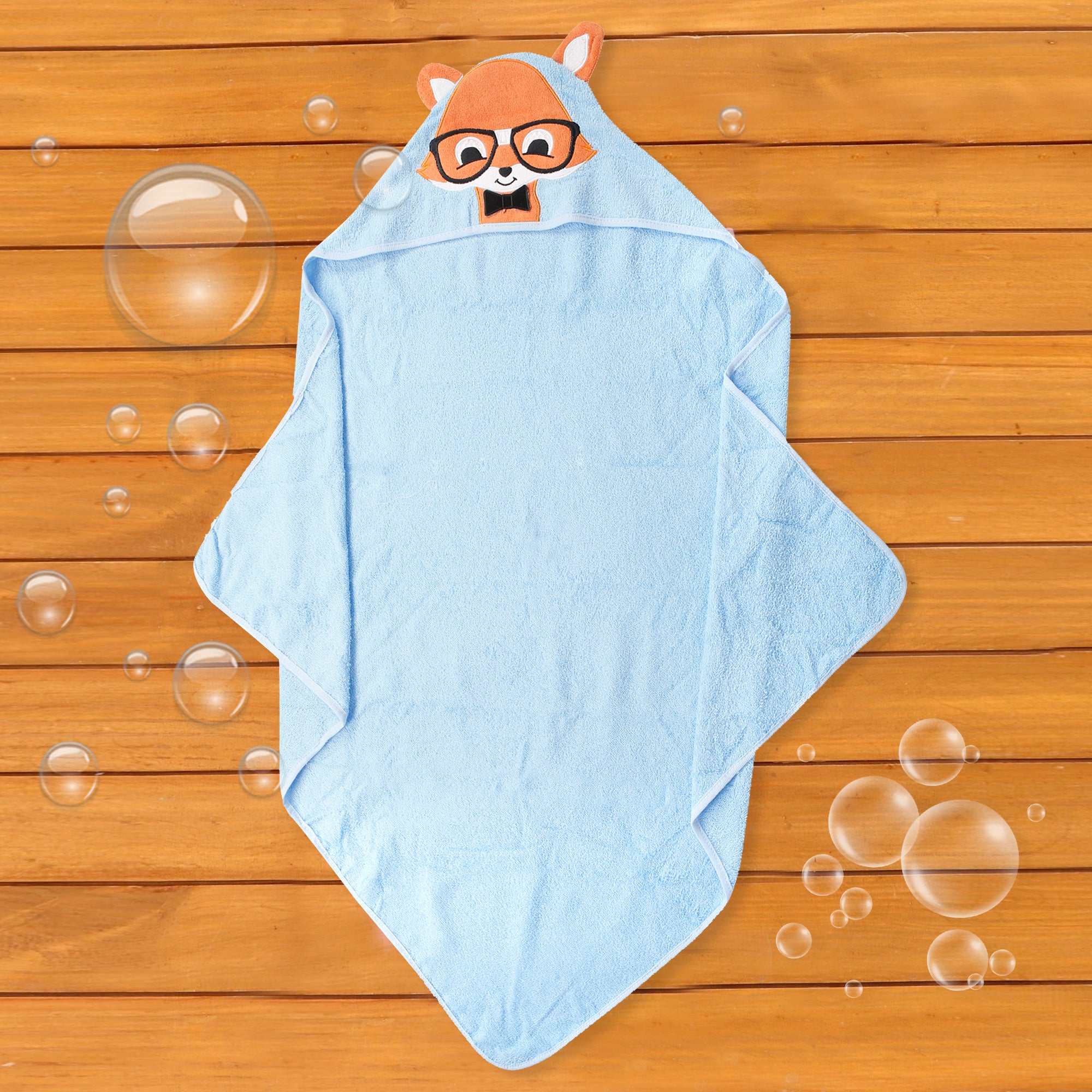 Nerdy Fox Blue Hooded Towel